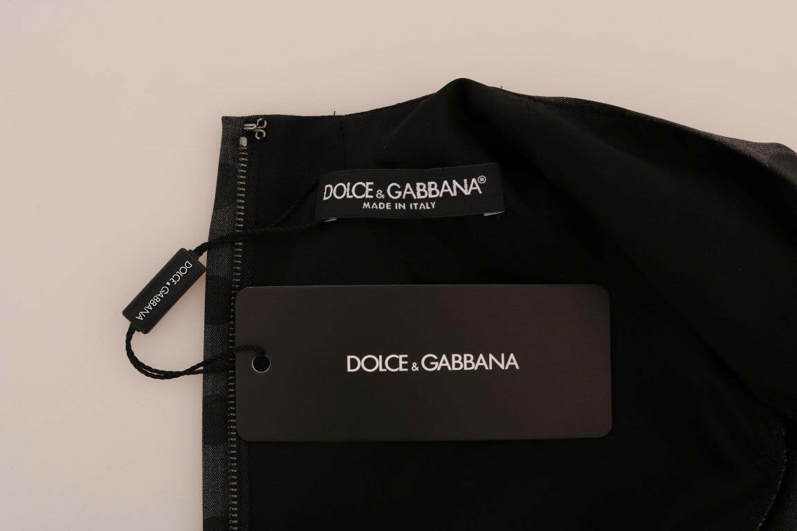Dolce & Gabbana Gray Polka Dotted Wool Stretch Dress -   -  Dolce & Gabbana.