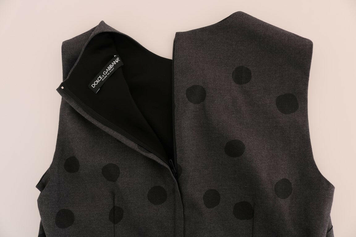 Dolce & Gabbana Gray Polka Dotted Sheath Wool Dress -   -  Dolce & Gabbana.