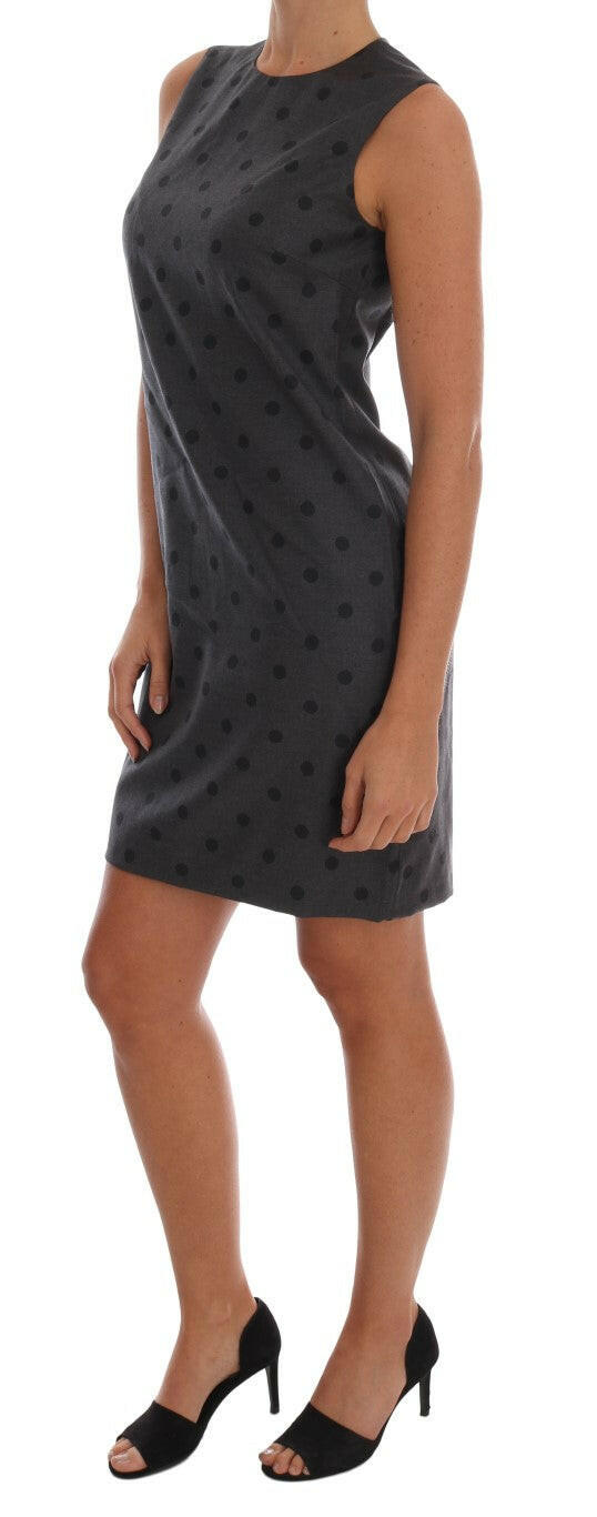 Dolce & Gabbana Gray Polka Dotted Sheath Wool Dress -   -  Dolce & Gabbana.