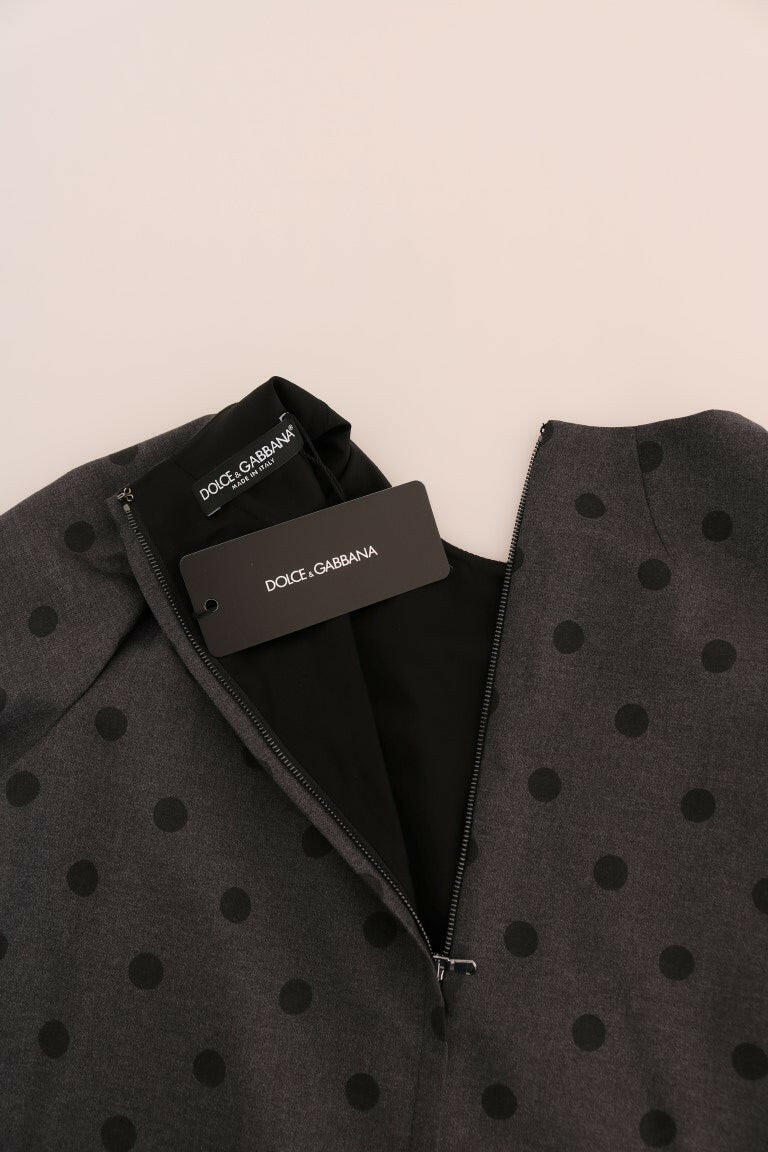Dolce & Gabbana Gray Polka Dotted Sheath Wool Dress -   -  Dolce & Gabbana.