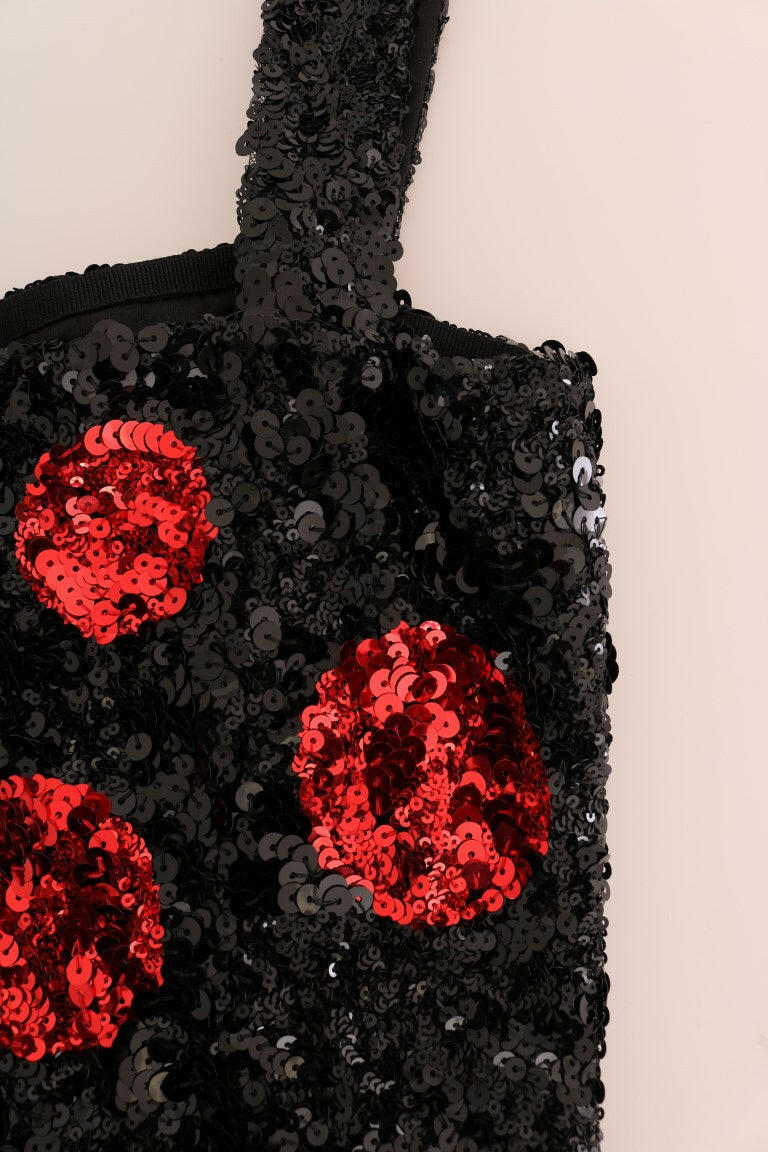 Dolce & Gabbana Black Red Polka Sequined Shift Dress -   -  Dolce & Gabbana.