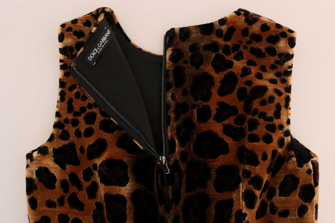 Dolce & Gabbana Brown Leopard Print Silk Sheath Dress -   -  Dolce & Gabbana.