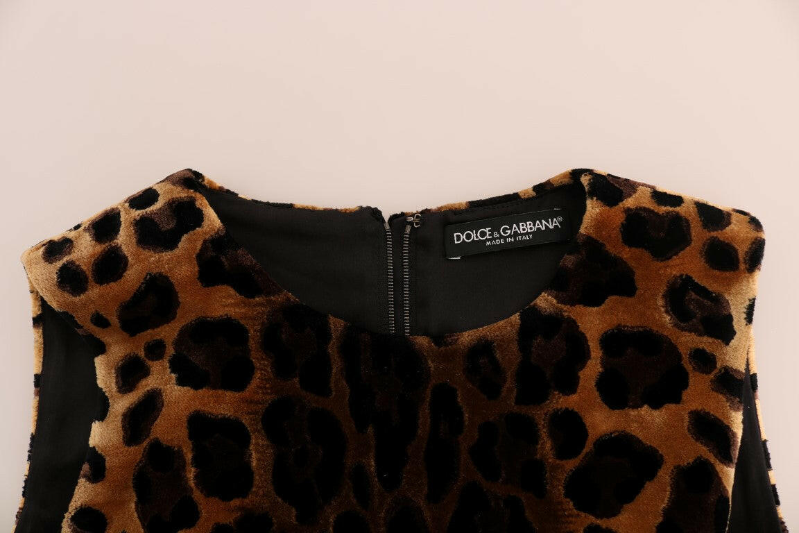 Dolce & Gabbana Brown Leopard Print Silk Sheath Dress -   -  Dolce & Gabbana.