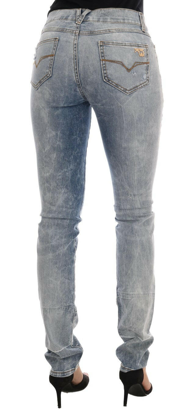 Versace Jeans Blue Wash Torn Stretch Slim Fit Jeans -   -  Versace Jeans.