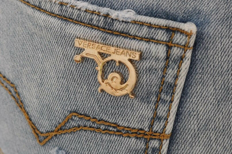 Versace Jeans Blue Wash Torn Stretch Slim Fit Jeans -   -  Versace Jeans.