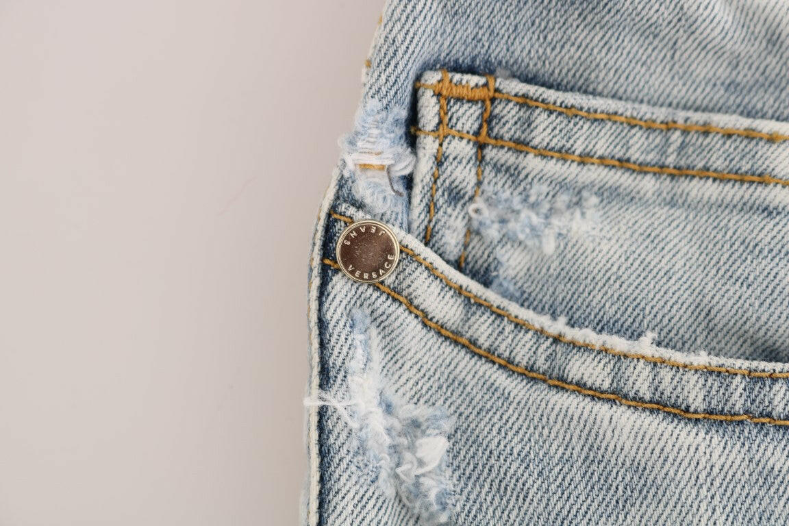 Versace Jeans Blue Wash Torn Stretch Slim Fit Jeans -   -  Versace Jeans.