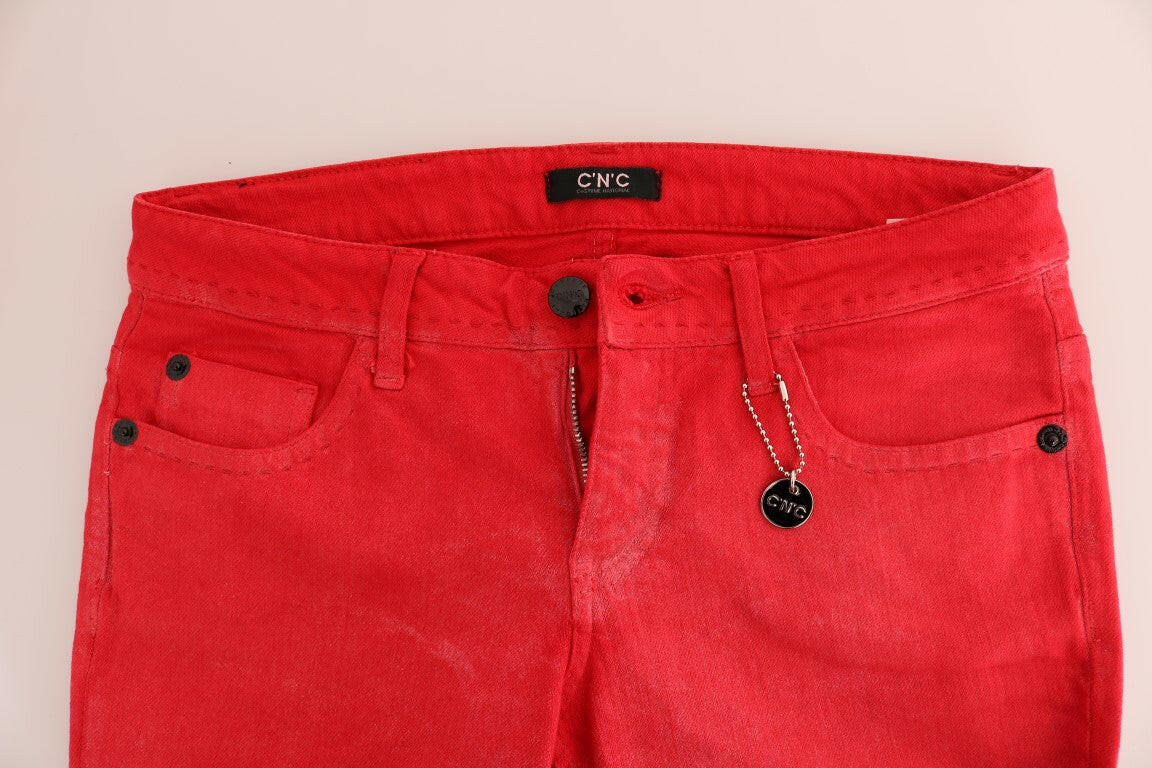 Costume National Red Cotton Stretch Slim Jeans -   -  Costume National.