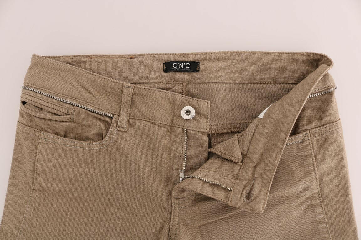 Costume National Beige Cotton Stretch Slim Fit Jeans -   -  Costume National.