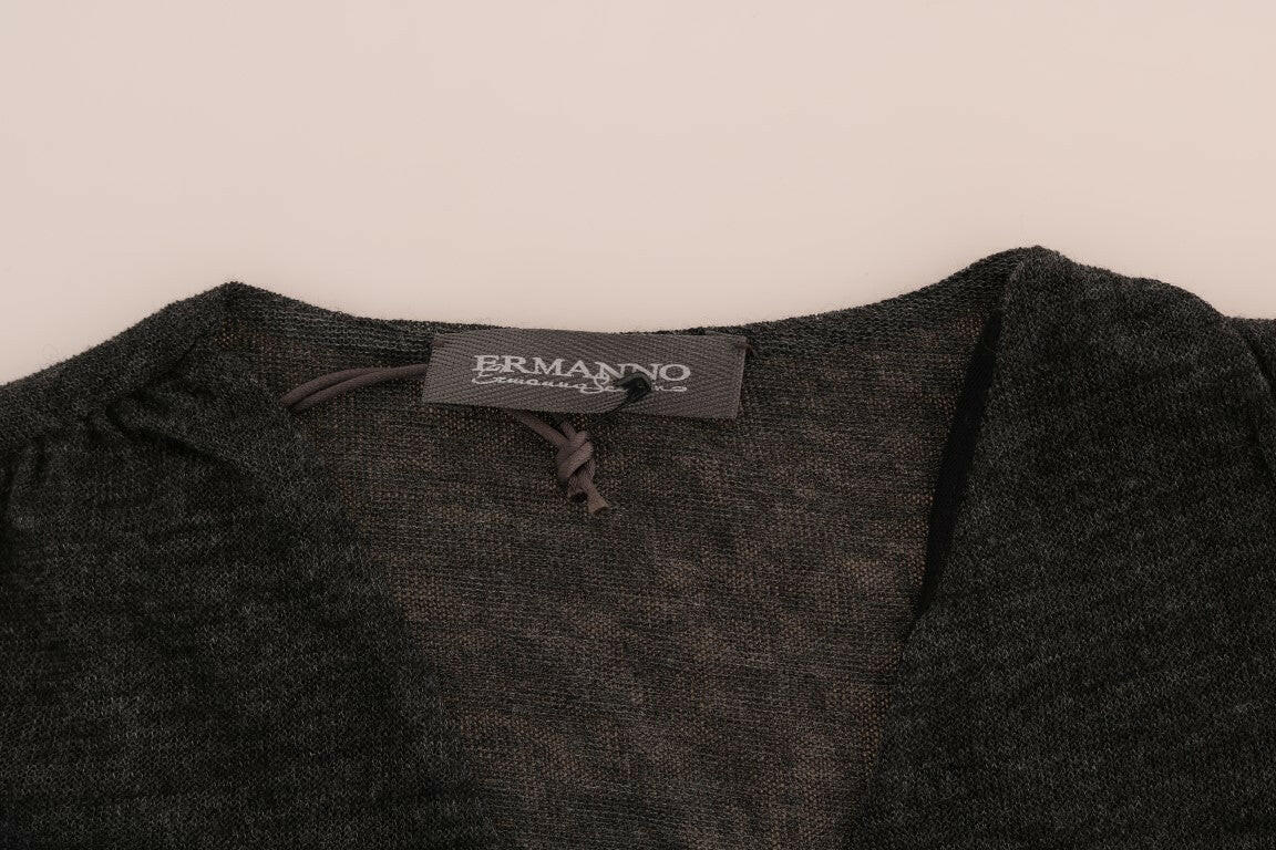 Ermanno Scervino Gray Wool Lace Top Long Sleeved T-shirt -   -  Ermanno Scervino.