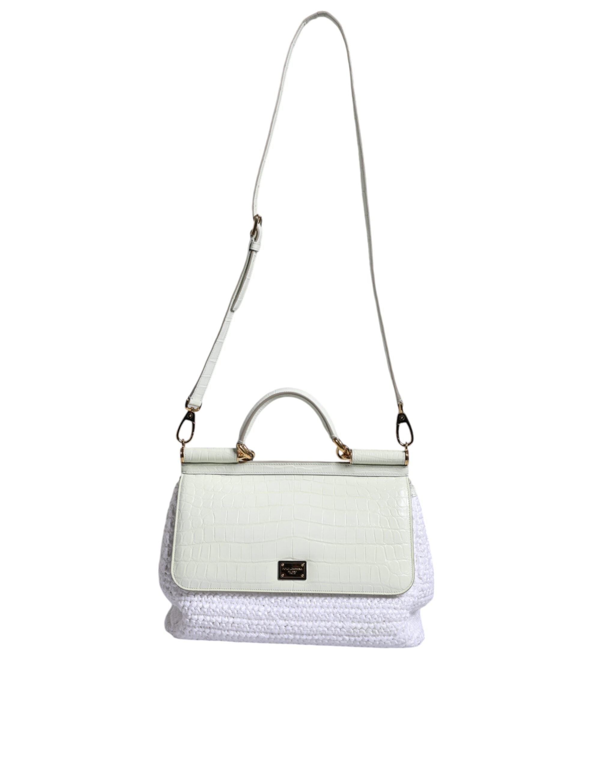 Dolce & Gabbana White Rafia Leather SICILY Crossbody Bag -  Luxury Cross Body Bag for Women -  Dolce & Gabbana.