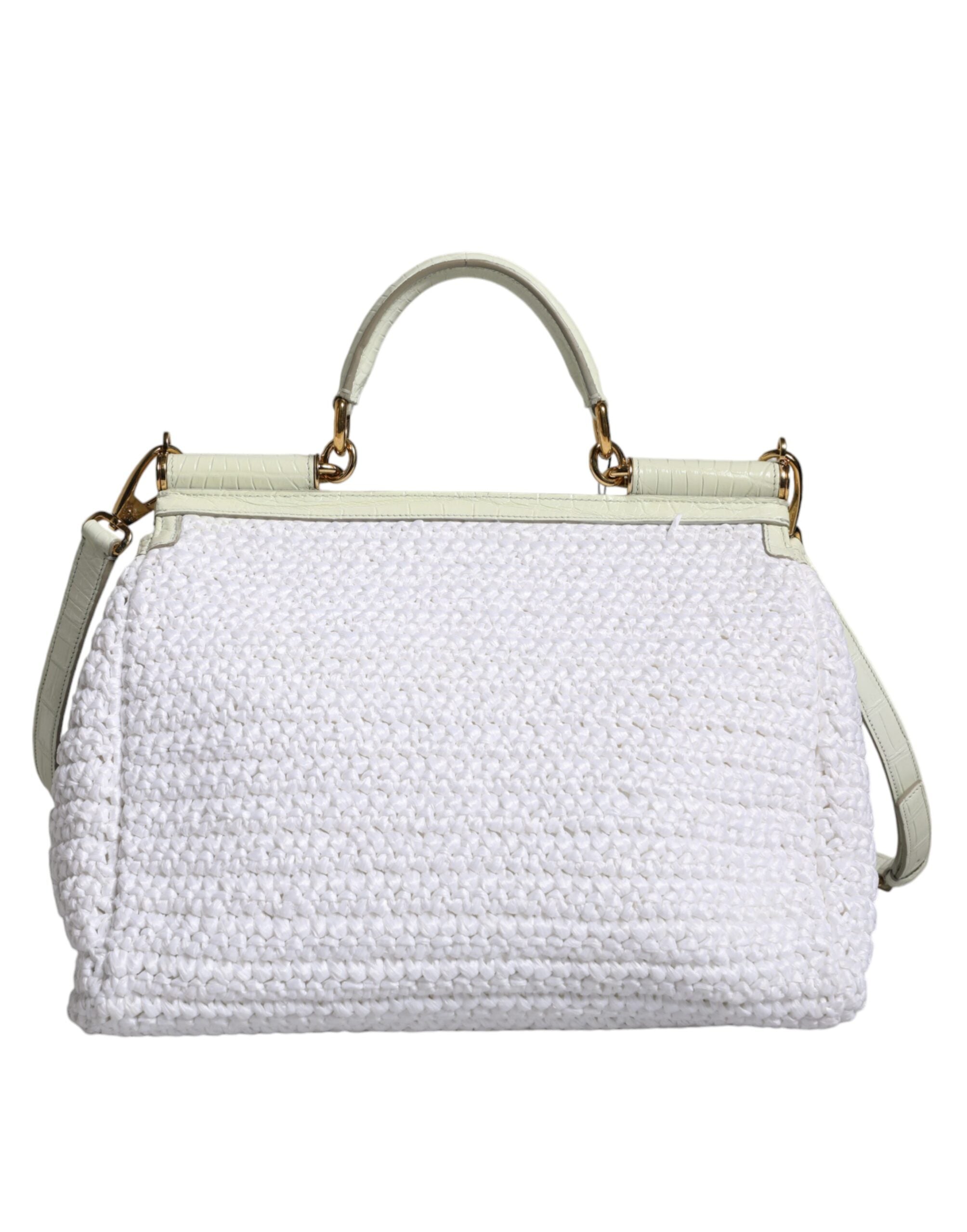 Dolce & Gabbana White Rafia Leather SICILY Crossbody Bag -  Luxury Cross Body Bag for Women -  Dolce & Gabbana.