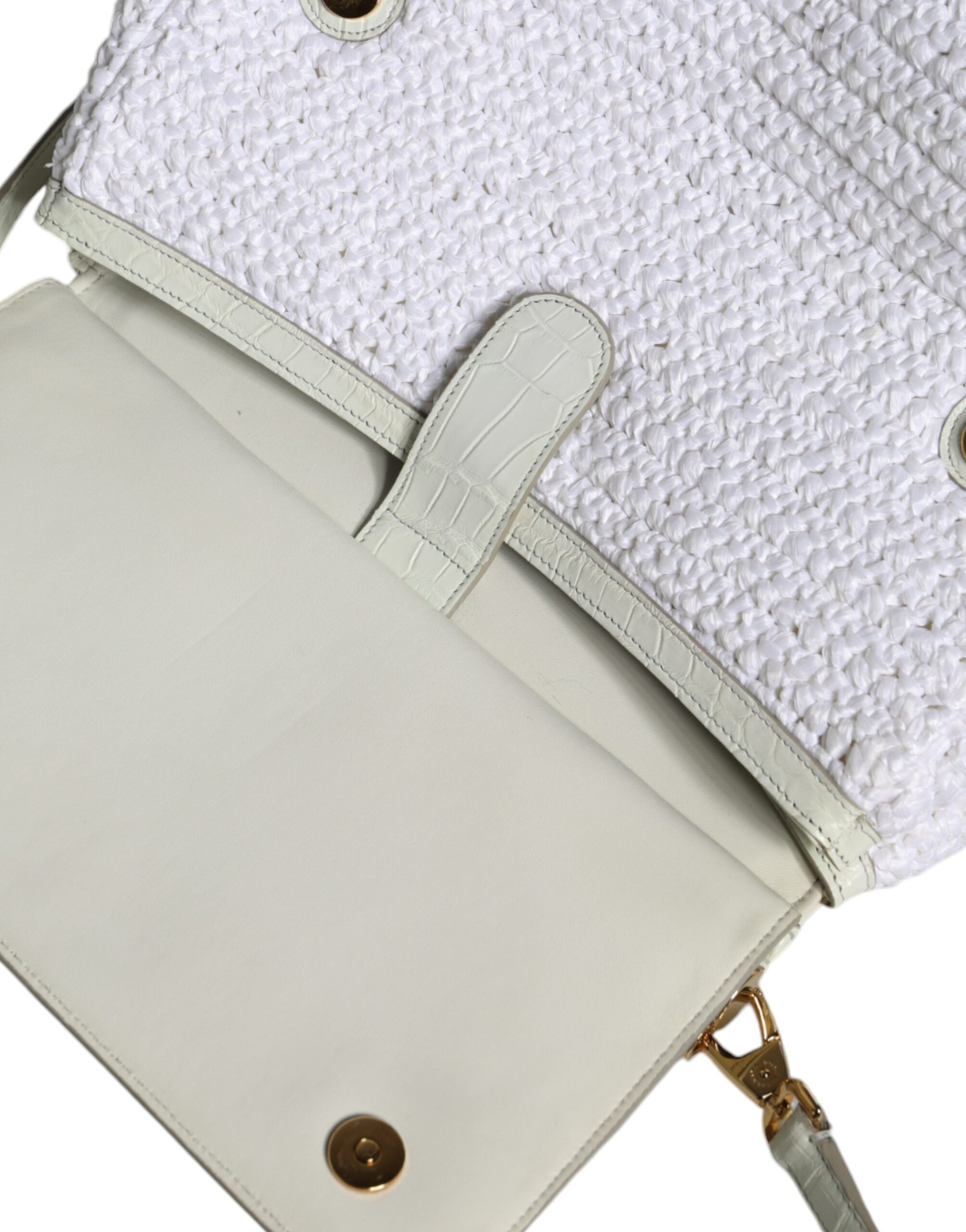 Dolce & Gabbana White Rafia Leather SICILY Crossbody Bag -  Luxury Cross Body Bag for Women -  Dolce & Gabbana.