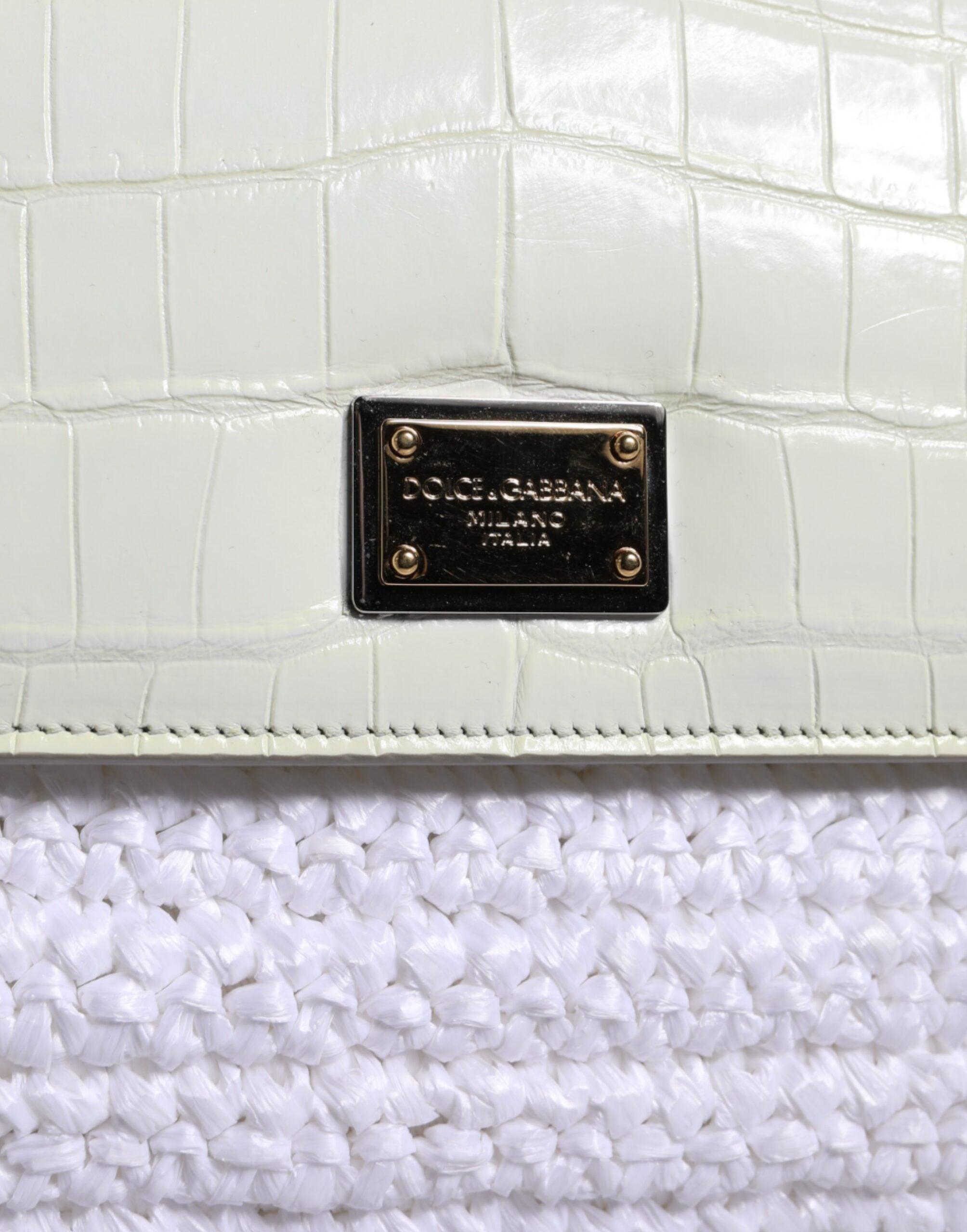 Dolce & Gabbana White Rafia Leather SICILY Crossbody Bag -  Luxury Cross Body Bag for Women -  Dolce & Gabbana.