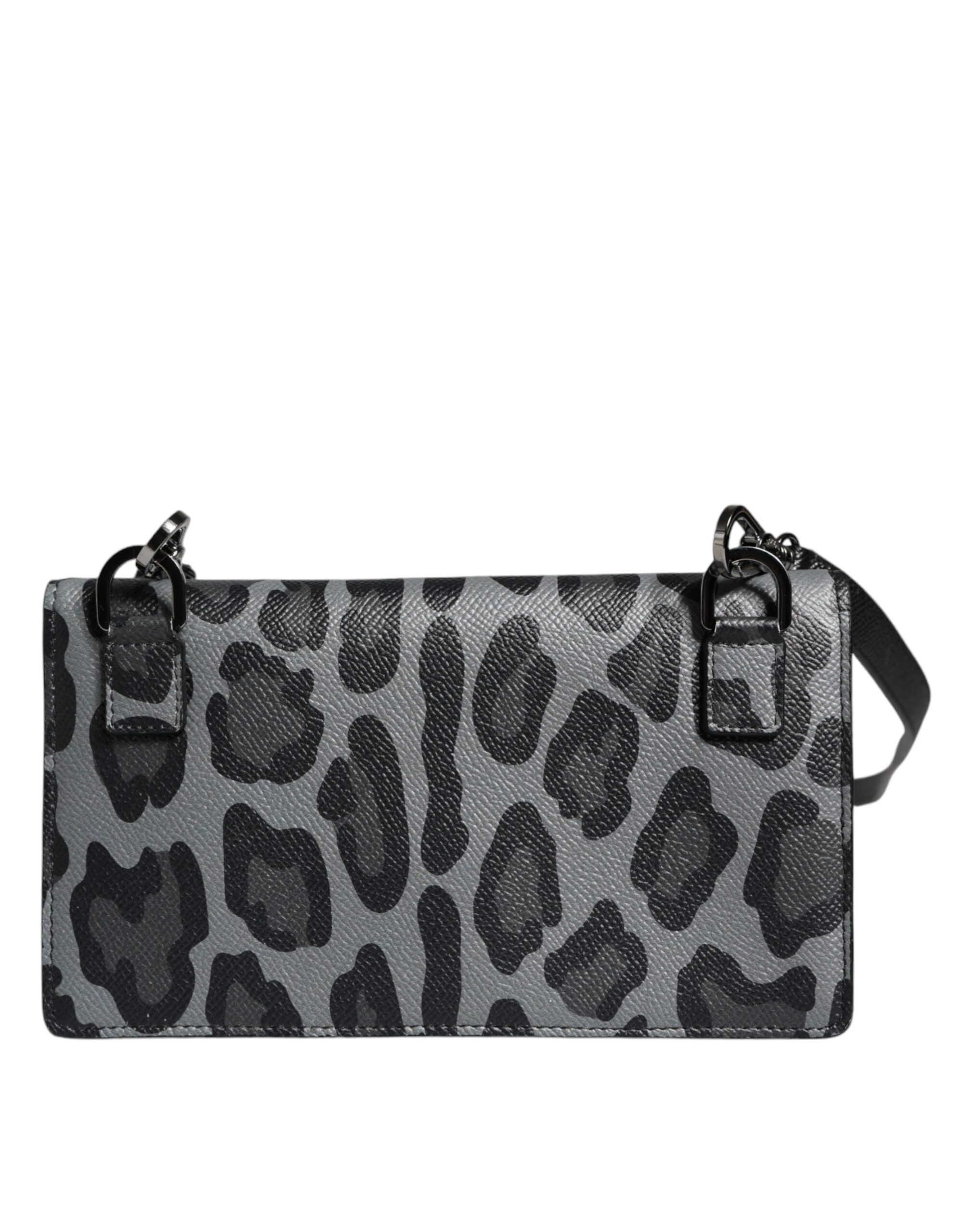 Dolce & Gabbana Black Gray Leopard Leather Bifold Card Slot Crossbody Bag -  Luxury Cross Body Bag for Women -  Dolce & Gabbana.