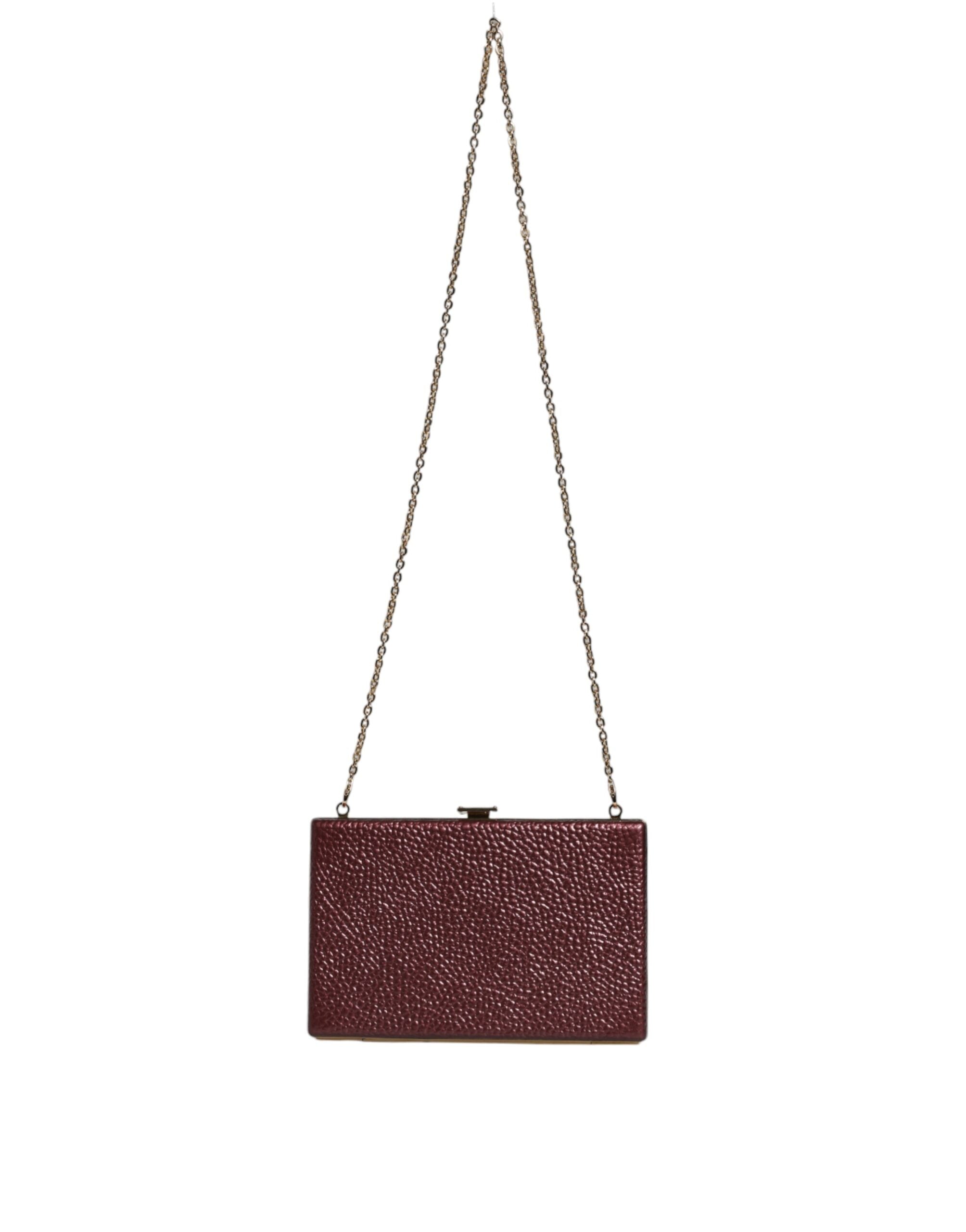 Dolce & Gabbana Maroon Leather Clutch Evening Crossbody Bag -  Luxury Clutch Bag for Women -  Dolce & Gabbana.