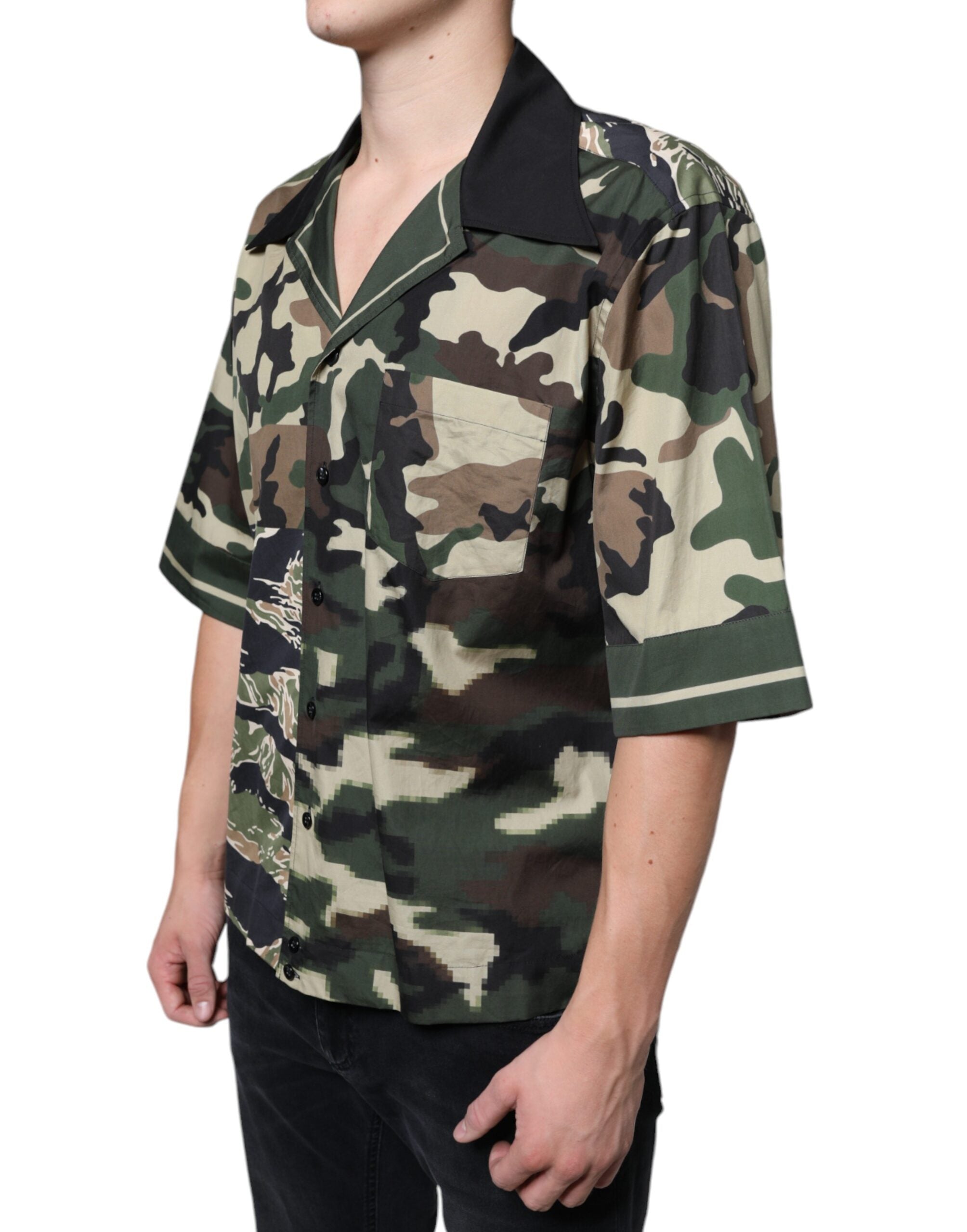 Dolce & Gabbana Multicolor Camouflage Button Down Men Casual Shirt -   -  Dolce & Gabbana.