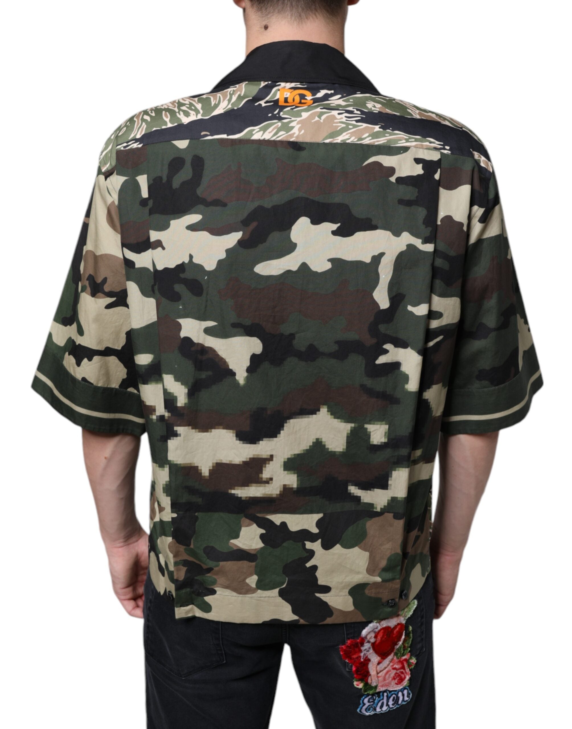 Dolce & Gabbana Multicolor Camouflage Button Down Men Casual Shirt -   -  Dolce & Gabbana.