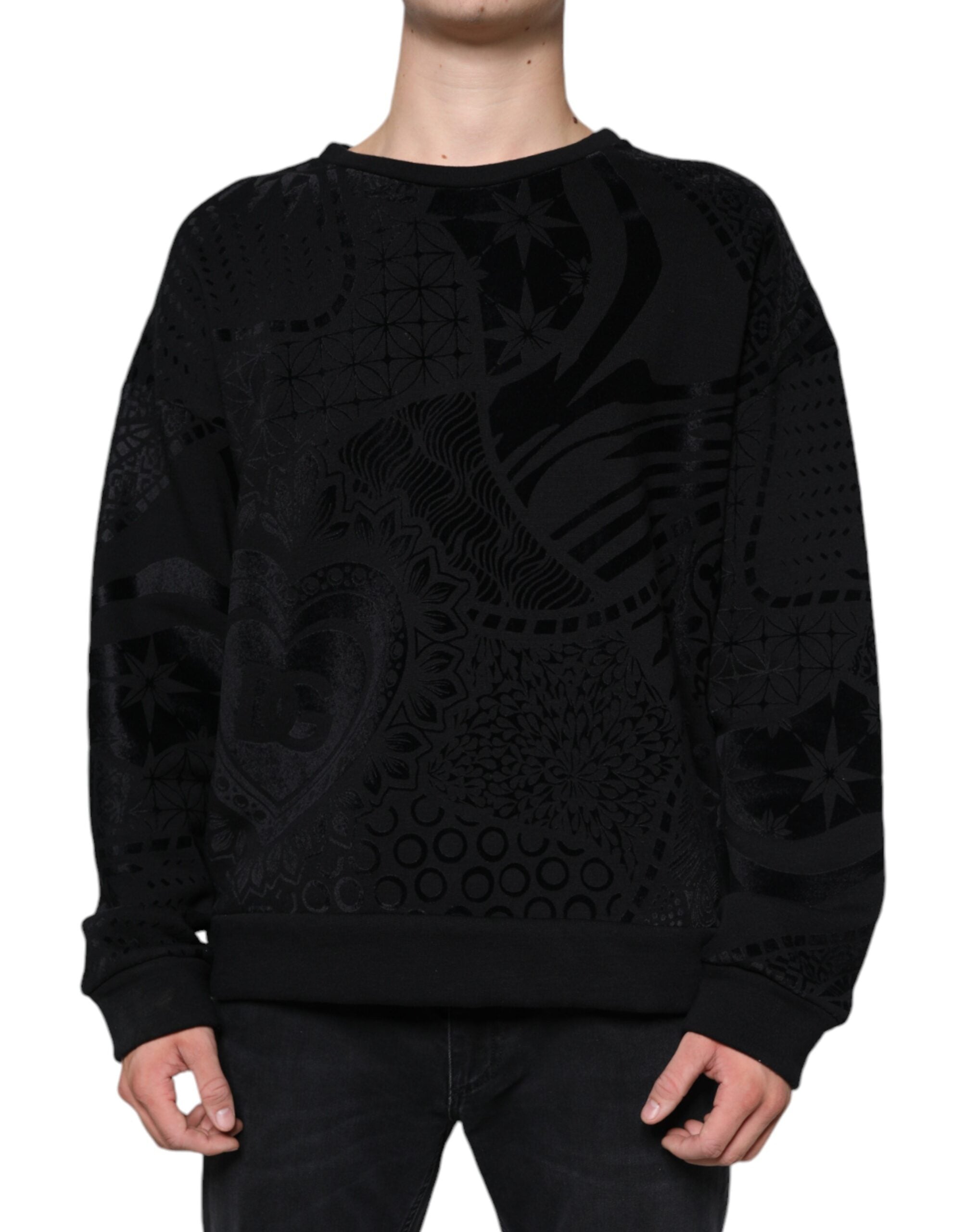 Dolce & Gabbana Black Printed Crew Neck Sweatshirt Sweater -   -  Dolce & Gabbana.