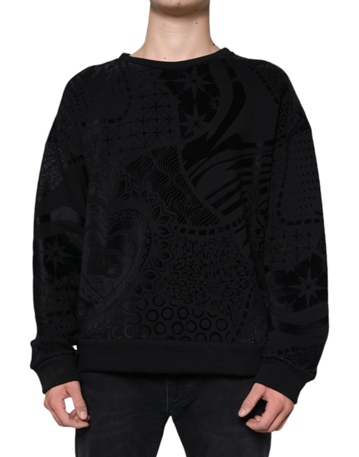 Dolce & Gabbana Black Printed Crew Neck Sweatshirt Sweater -   -  Dolce & Gabbana.