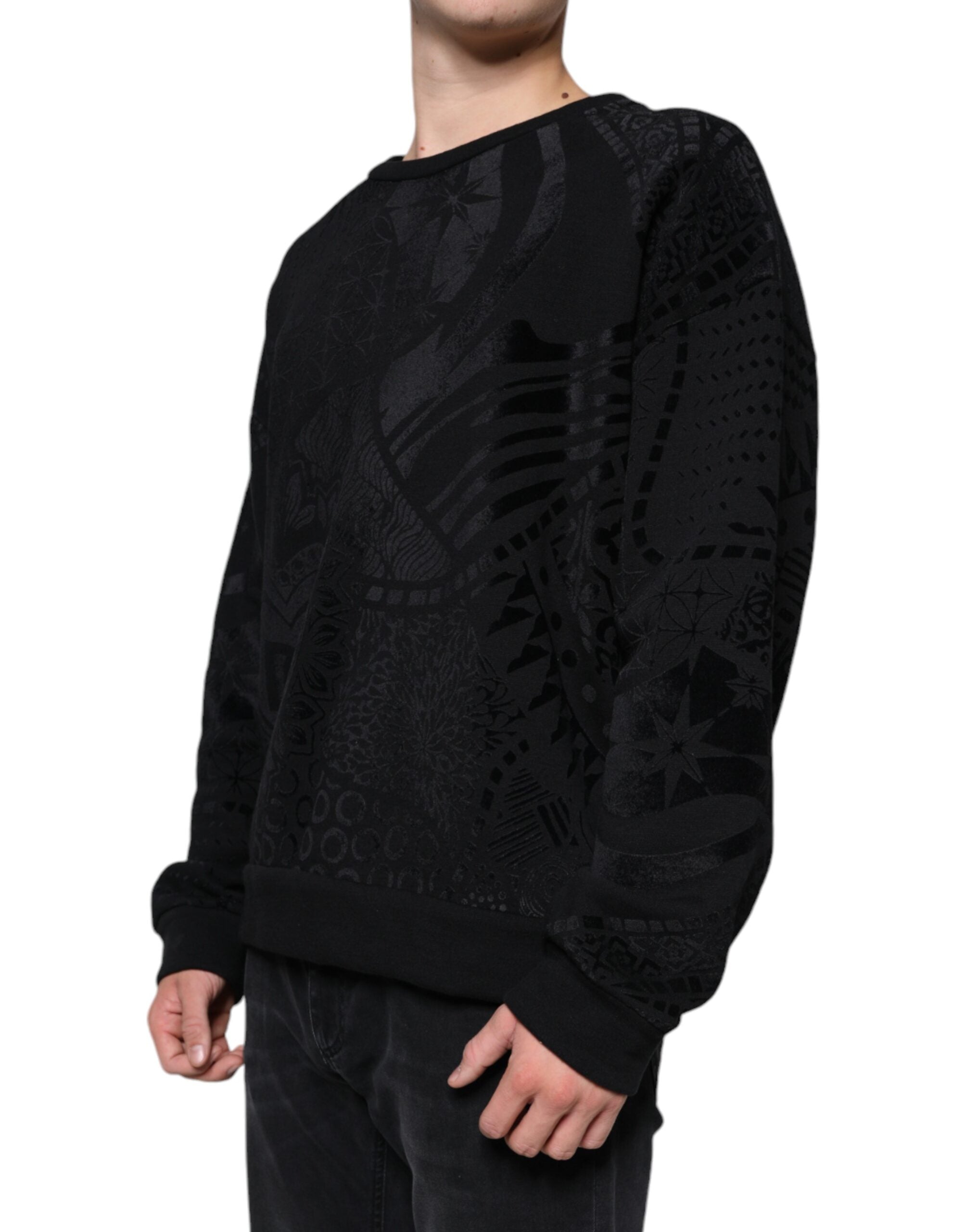 Dolce & Gabbana Black Printed Crew Neck Sweatshirt Sweater -   -  Dolce & Gabbana.