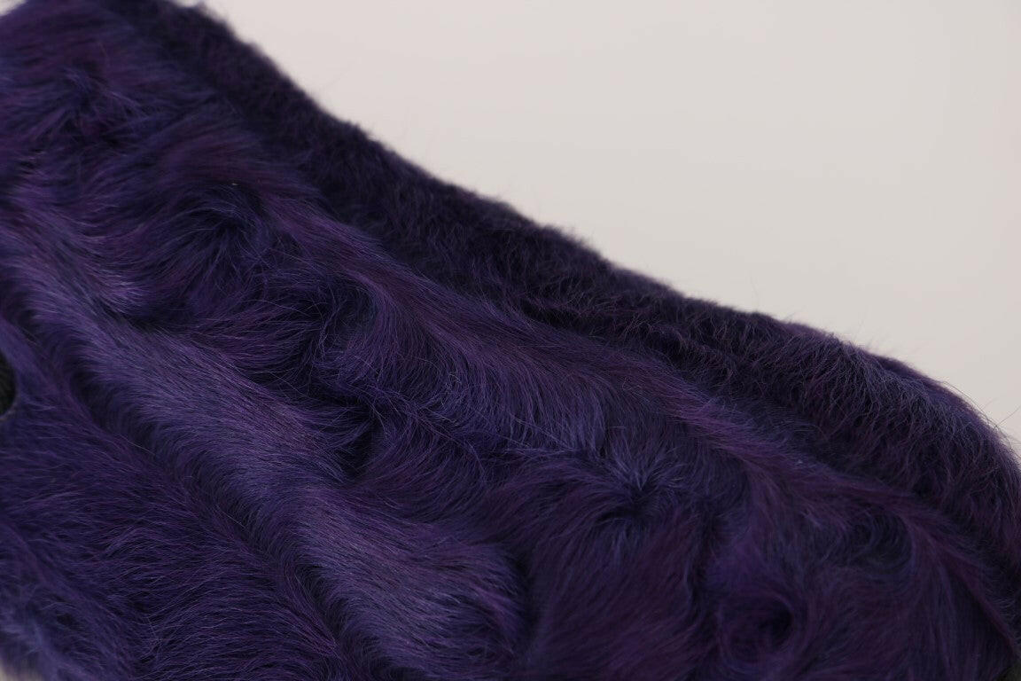 Dolce & Gabbana Purple Sheep Fur Leather Loafers -   -  Dolce & Gabbana.