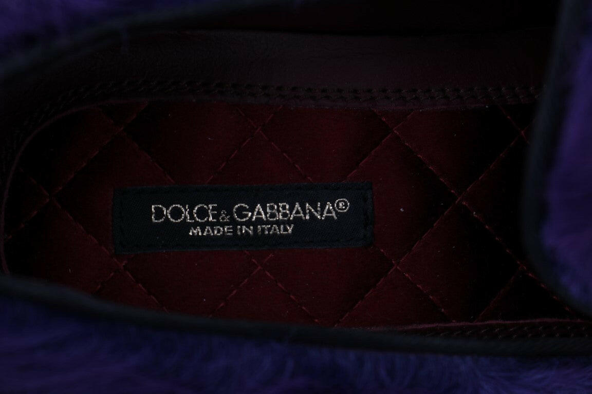 Dolce & Gabbana Purple Sheep Fur Leather Loafers -   -  Dolce & Gabbana.