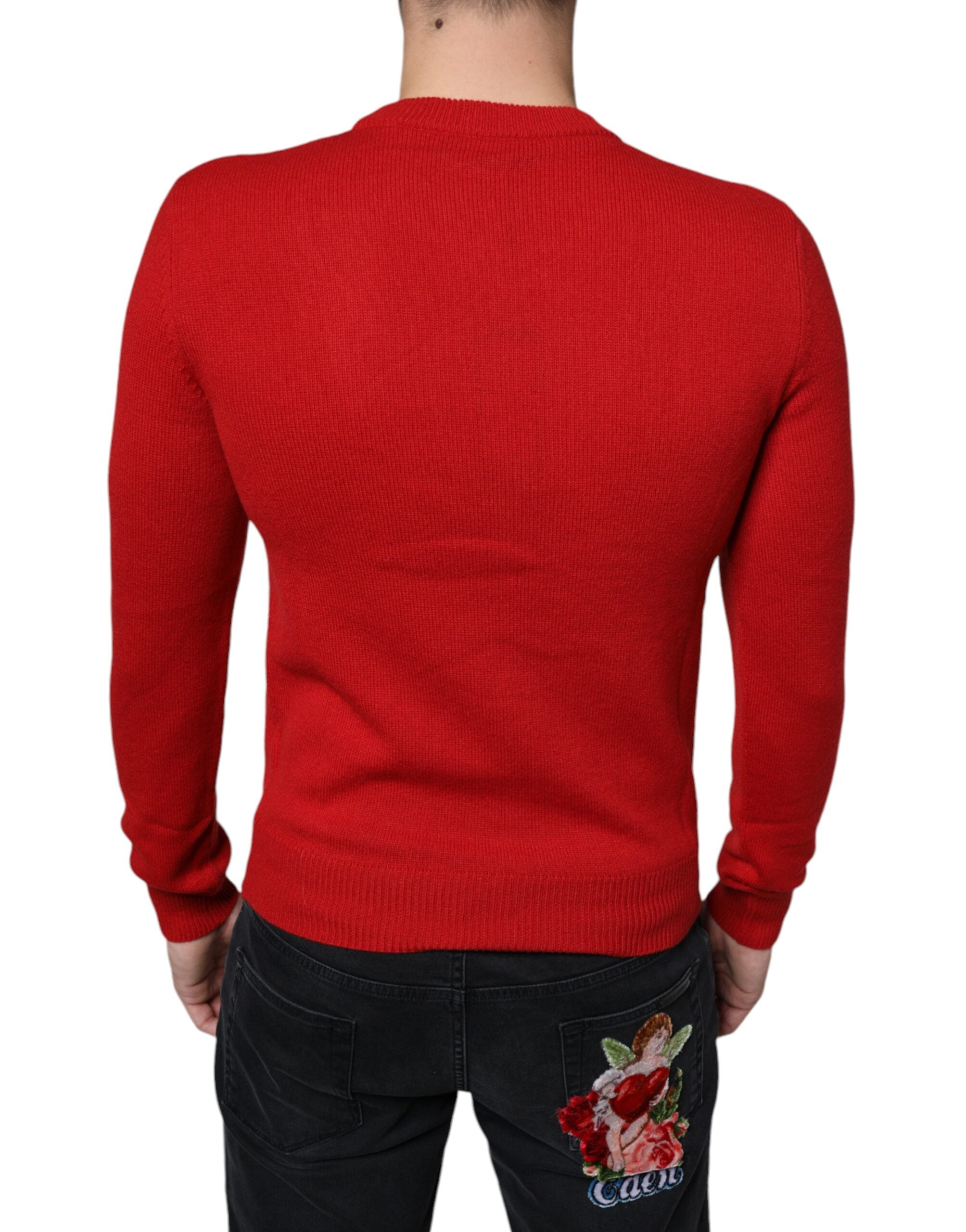 Dolce & Gabbana Red I'm The King Wool Crew Neck Sweatshirt Sweater -   -  Dolce & Gabbana.