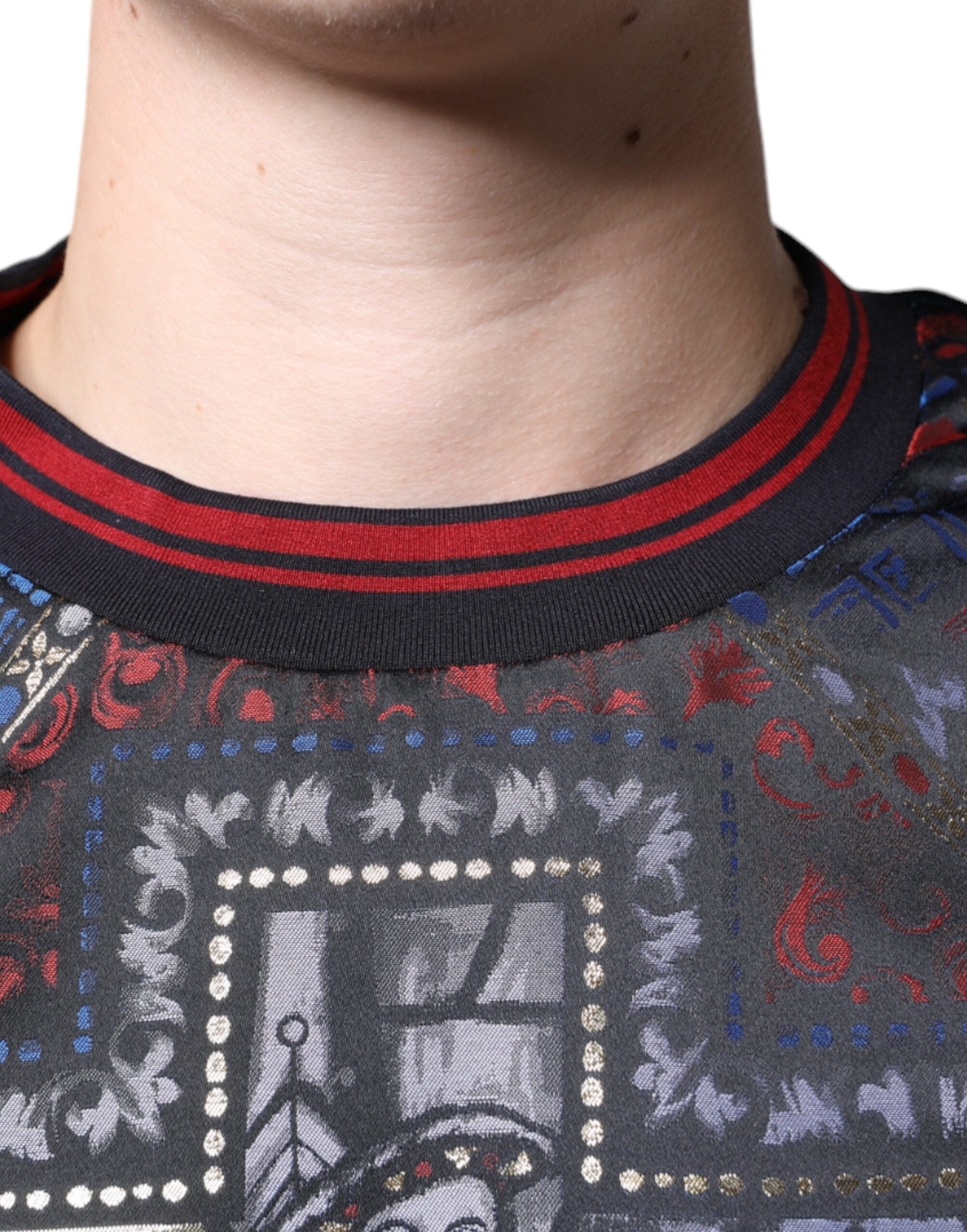 Dolce & Gabbana Multicolor Jacquard Crew Neck Sweatshirt Sweater -   -  Dolce & Gabbana.