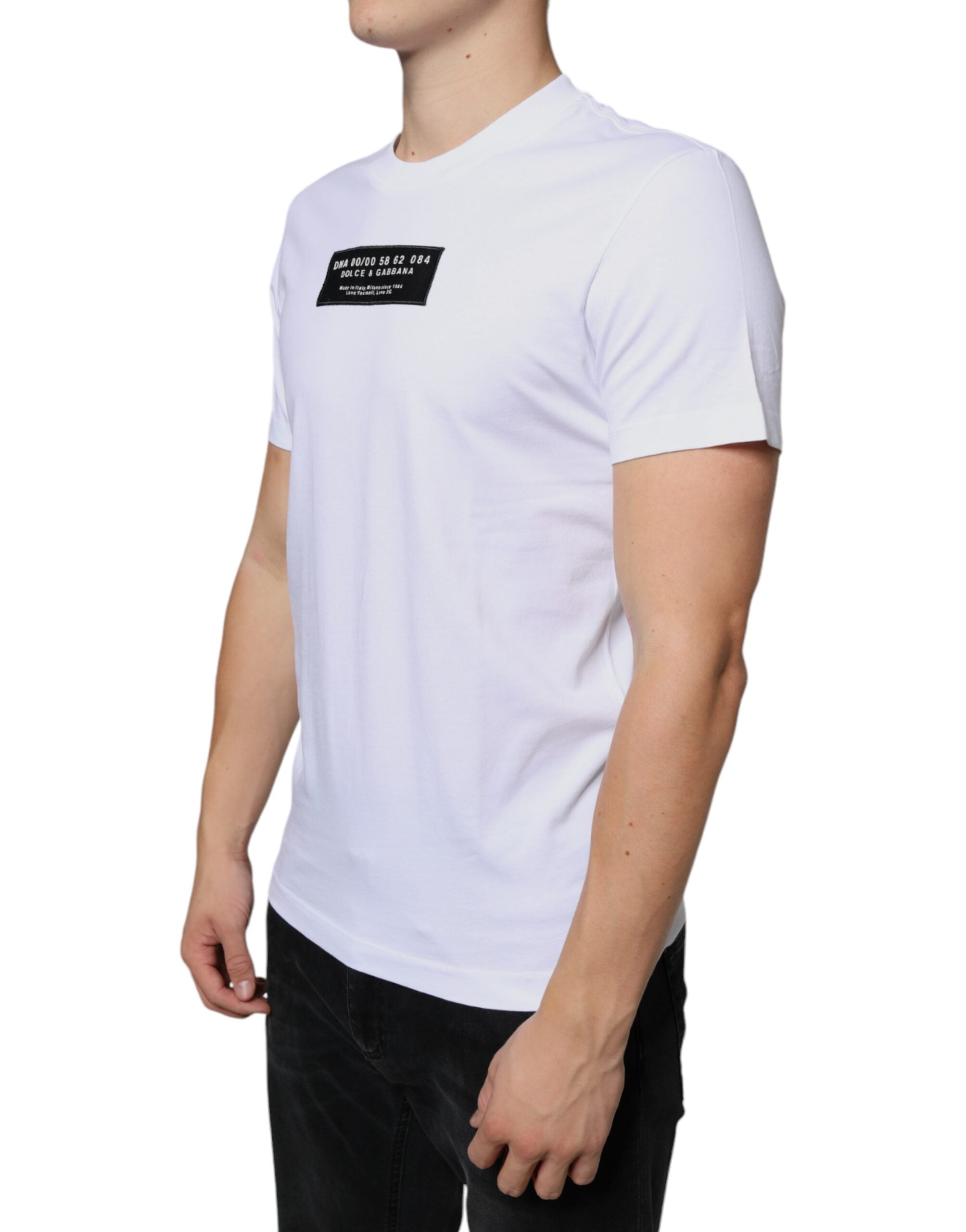 Dolce & Gabbana White Cotton DG Applique Casual T-shirt -   -  Dolce & Gabbana.
