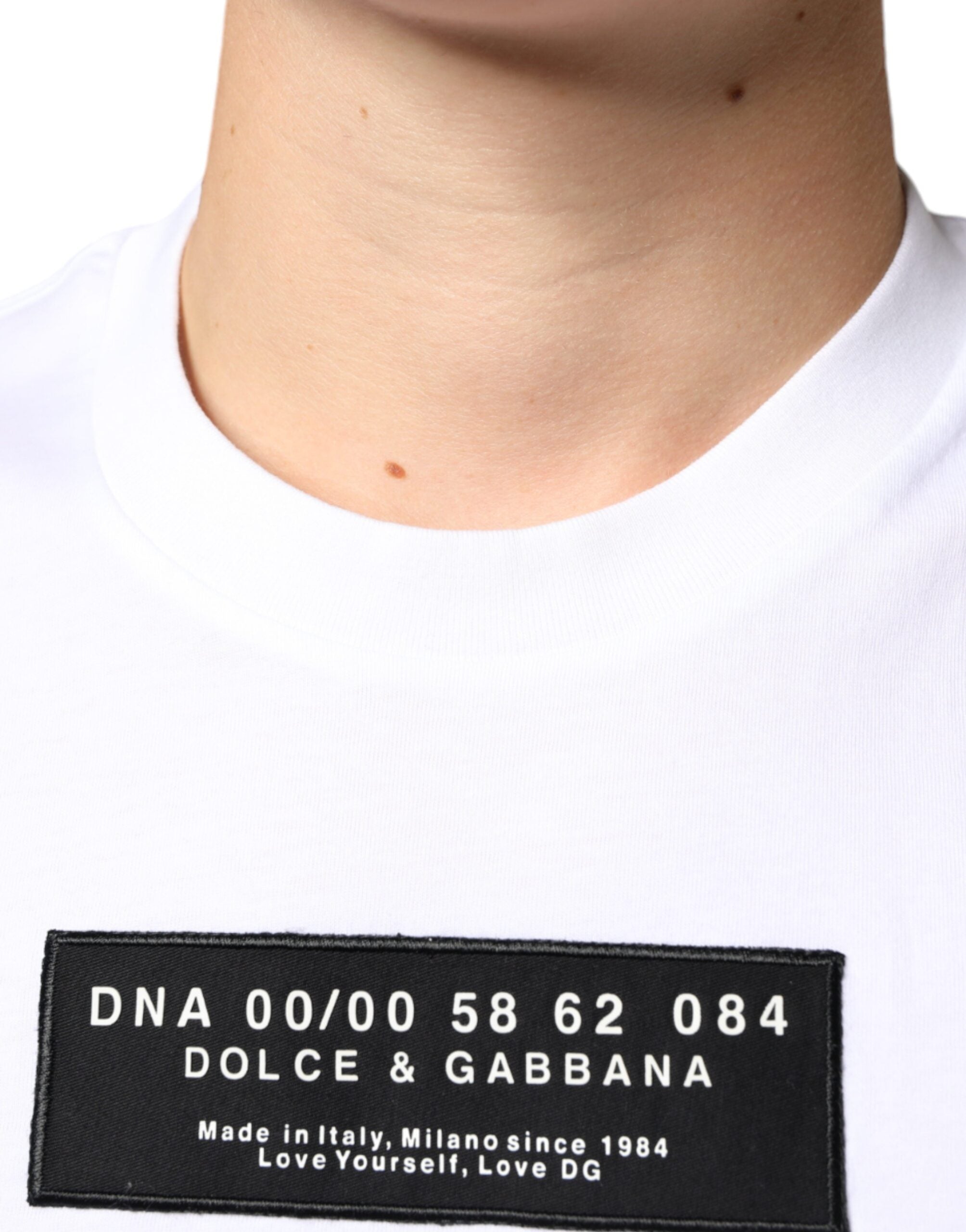 Dolce & Gabbana White Cotton DG Applique Casual T-shirt -   -  Dolce & Gabbana.