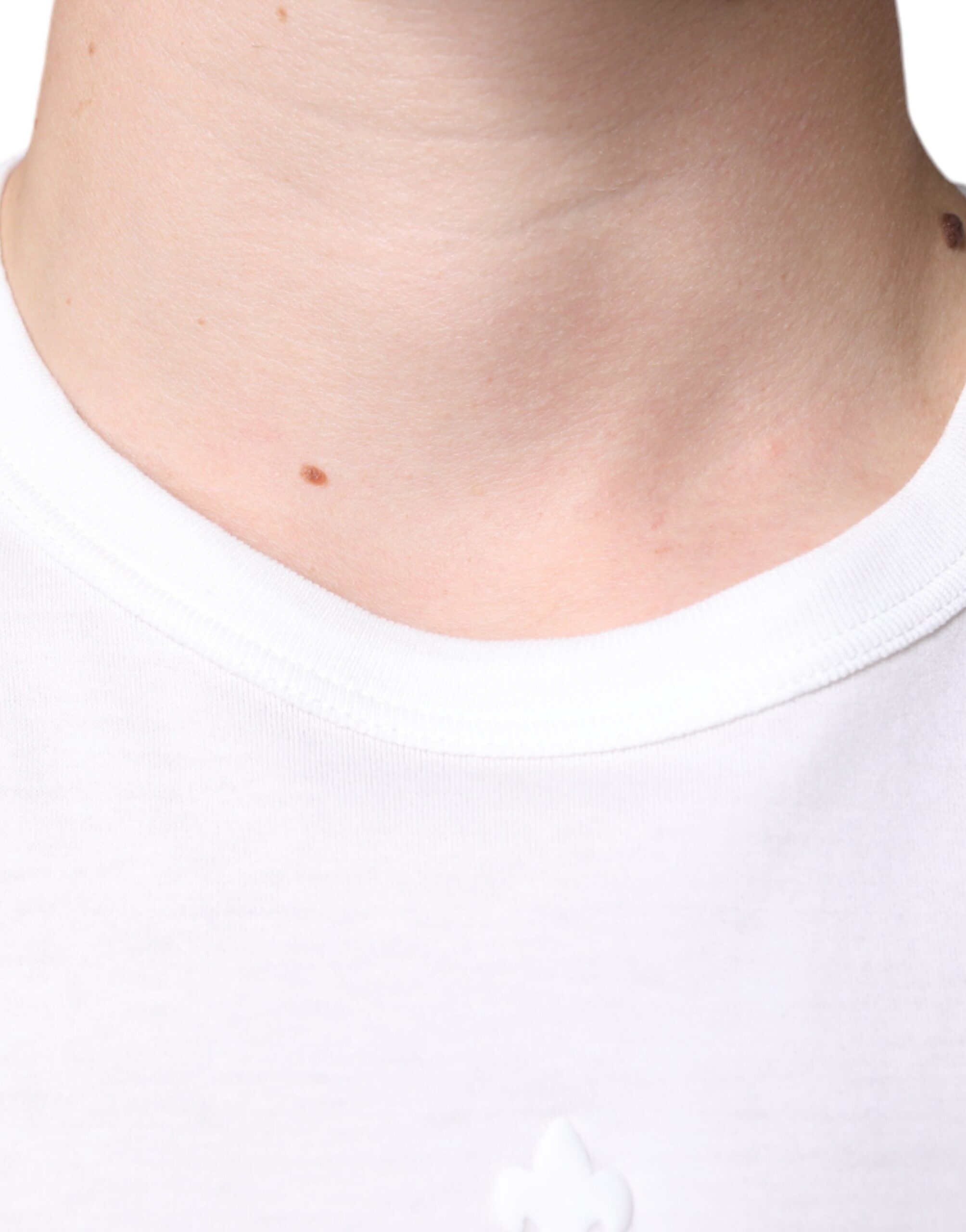 Dolce & Gabbana White Logo Embossed Cotton Crewneck T-shirt -   -  Dolce & Gabbana.