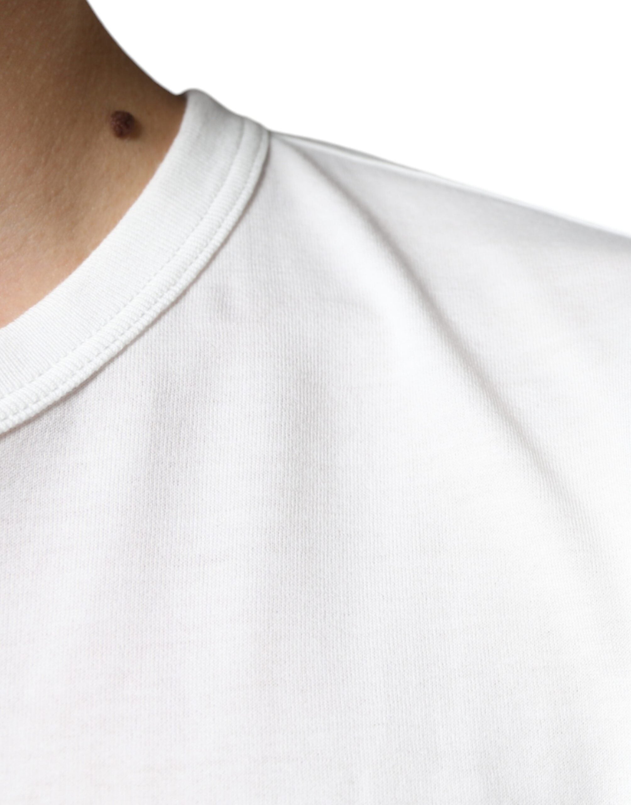 Dolce & Gabbana White Logo Embossed Cotton Crewneck T-shirt -   -  Dolce & Gabbana.
