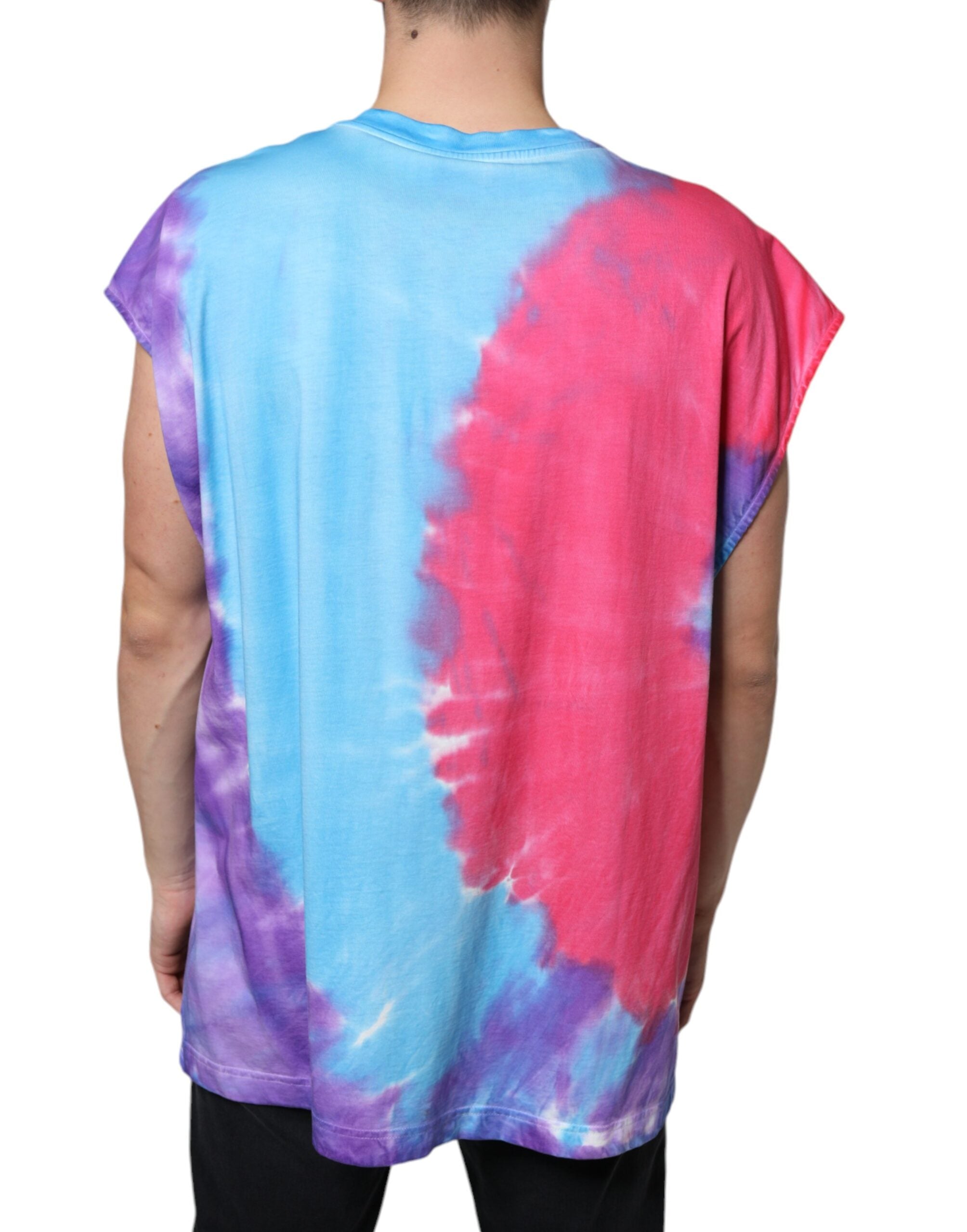 Dolce & Gabbana Multicolor Tie Dye Cotton Sleeveless T-shirt -   -  Dolce & Gabbana.