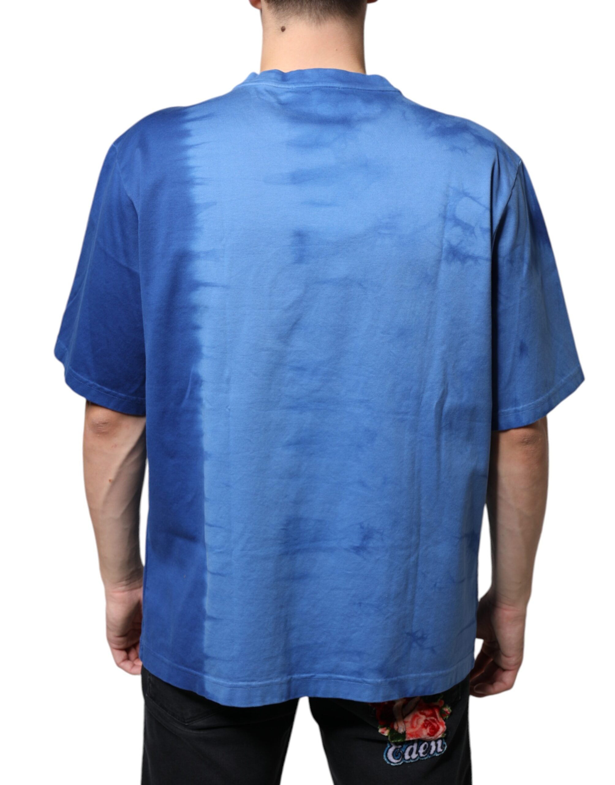 Dolce & Gabbana Blue Tie-Dye Peace Sign Cotton T-shirt -   -  Dolce & Gabbana.