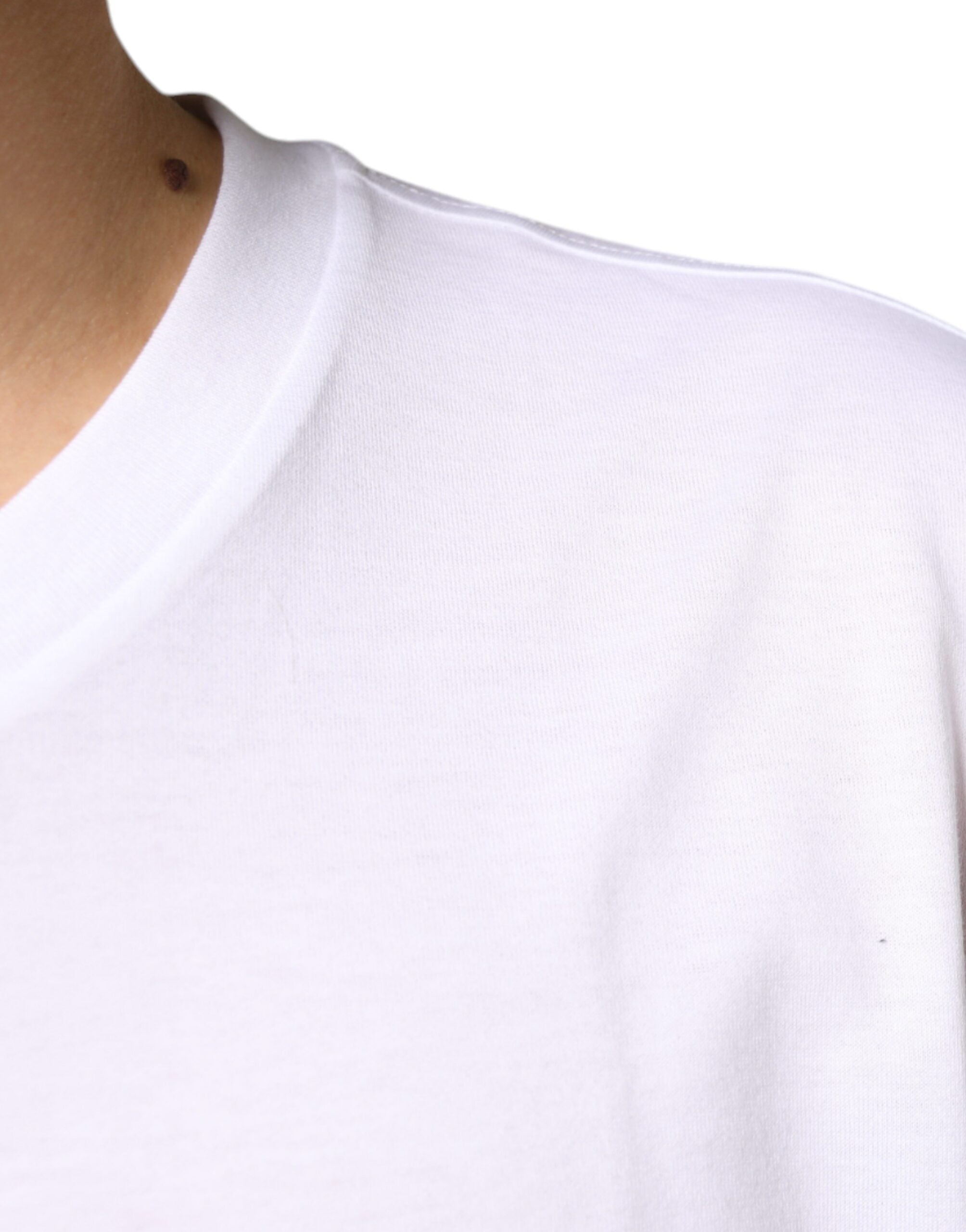 Dolce & Gabbana White Metal DG Logo Cotton Short Sleeves T-shirt -   -  Dolce & Gabbana.