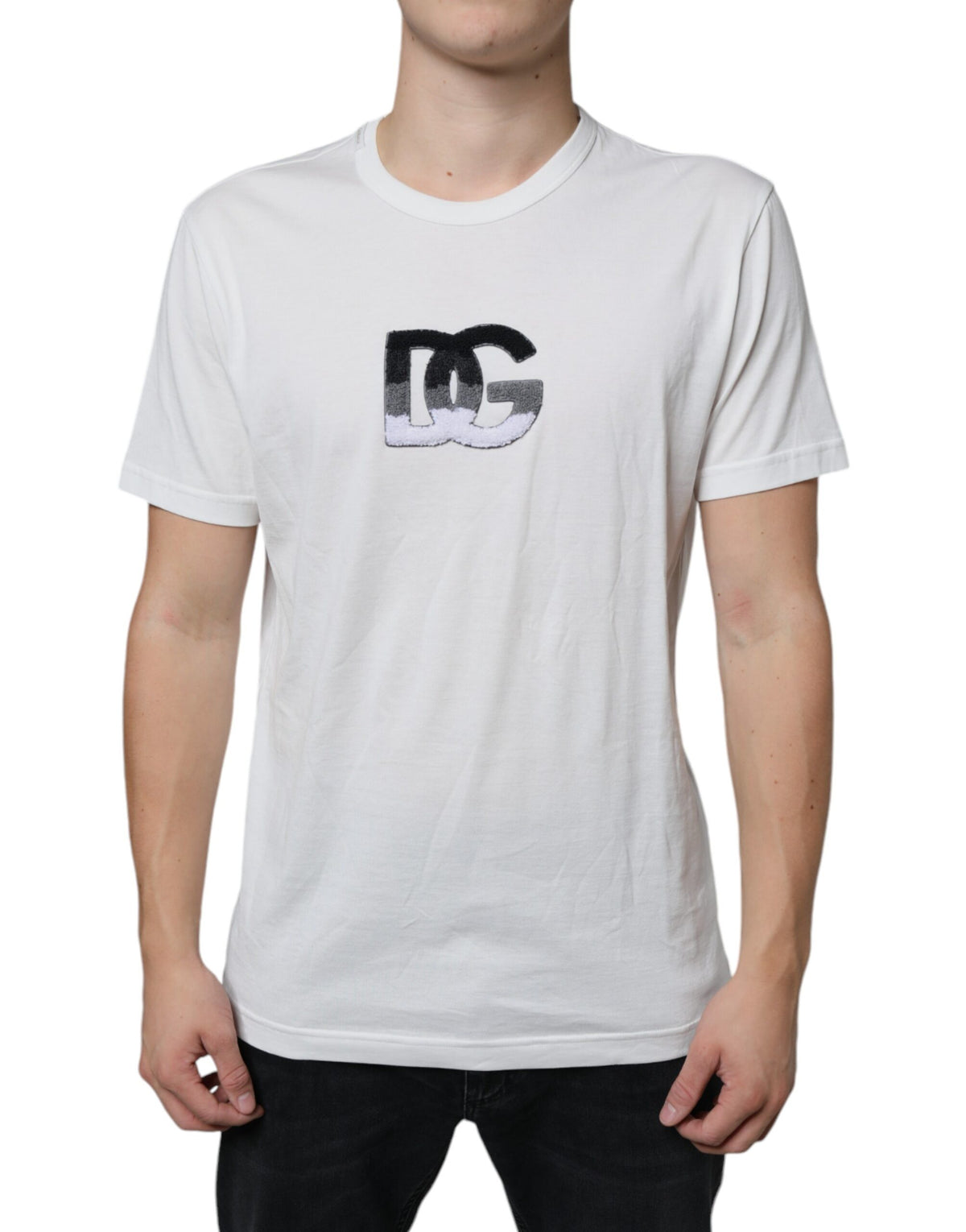Dolce & Gabbana White Cotton DG Logo Print T-shirt -   -  Dolce & Gabbana.