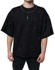Dolce & Gabbana Black Polyester Necklace Embellished T-shirt -   -  Dolce & Gabbana.