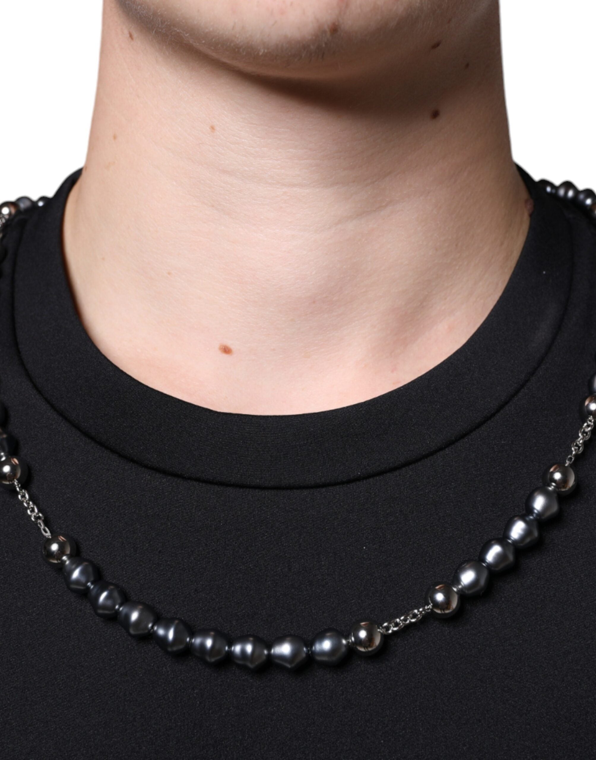 Dolce & Gabbana Black Polyester Necklace Embellished T-shirt -   -  Dolce & Gabbana.