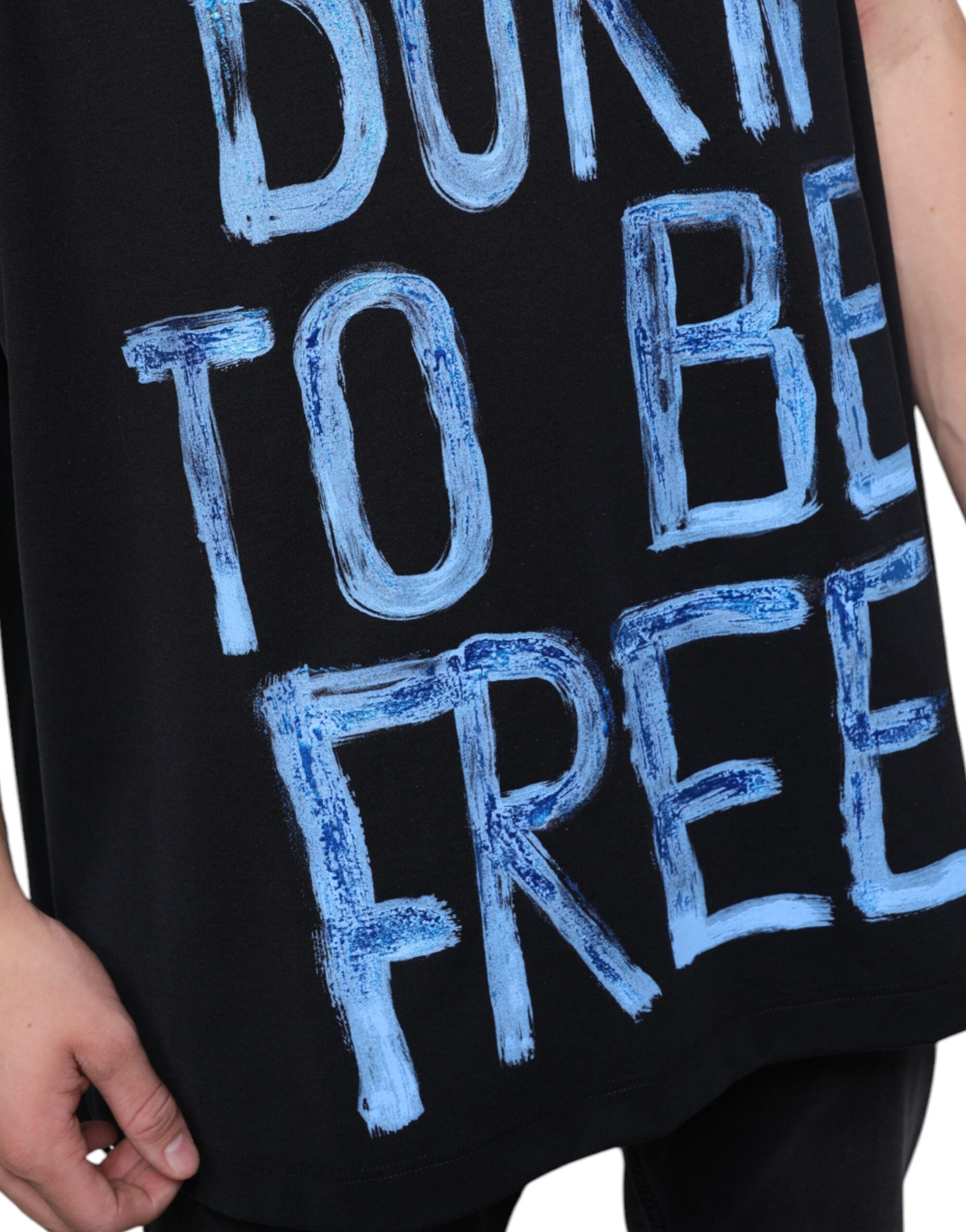 Dolce & Gabbana Black Cotton Born To Be Free Sleeveless T-shirt -   -  Dolce & Gabbana.