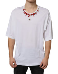 Dolce & Gabbana White Cotton Necklace Embellished T-shirt -   -  Dolce & Gabbana.