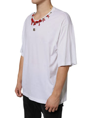 Dolce & Gabbana White Cotton Necklace Embellished T-shirt -   -  Dolce & Gabbana.