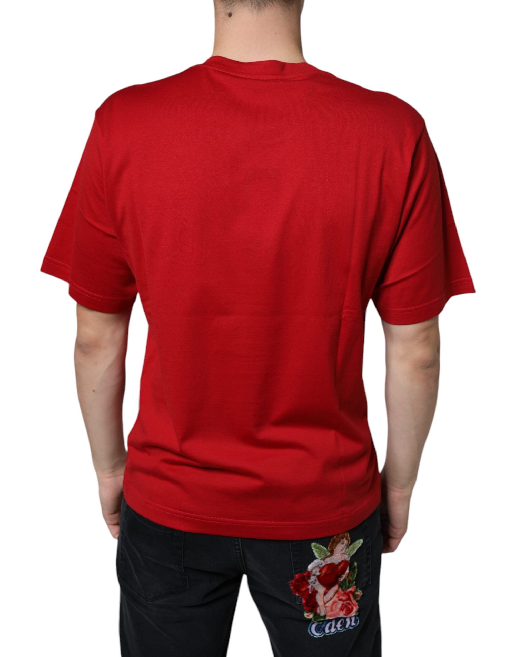 Dolce & Gabbana Red Cotton DG Logo Print Crew Neck T-shirt -   -  Dolce & Gabbana.