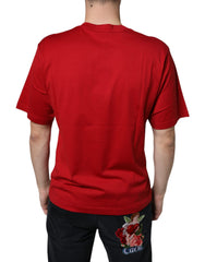 Dolce & Gabbana Red Cotton DG Logo Print Crew Neck T-shirt -   -  Dolce & Gabbana.