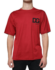 Dolce & Gabbana Red Cotton DG Logo Print Crew Neck T-shirt -   -  Dolce & Gabbana.