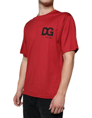 Dolce & Gabbana Red Cotton DG Logo Print Crew Neck T-shirt -   -  Dolce & Gabbana.