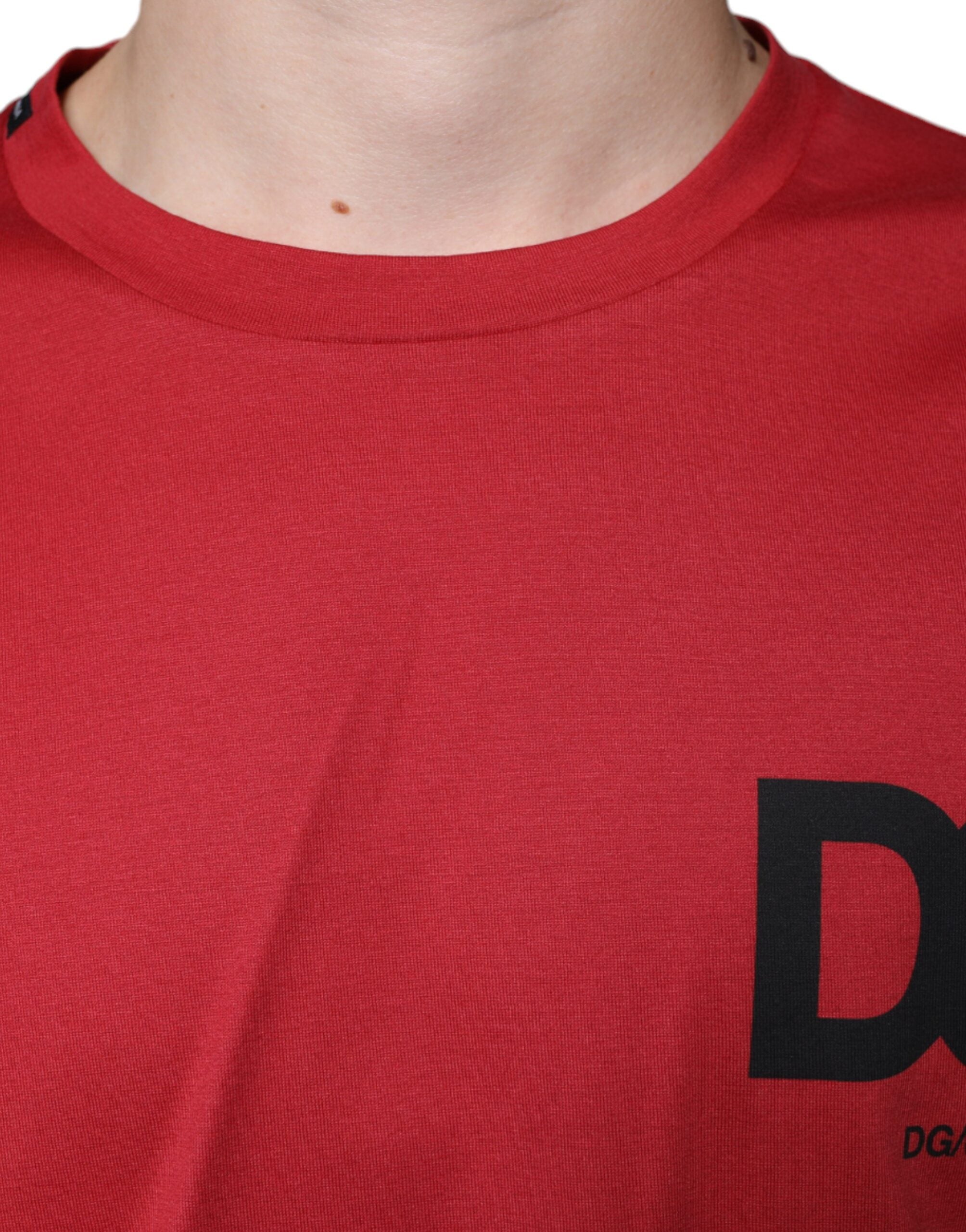 Dolce & Gabbana Red Cotton DG Logo Print Crew Neck T-shirt -   -  Dolce & Gabbana.