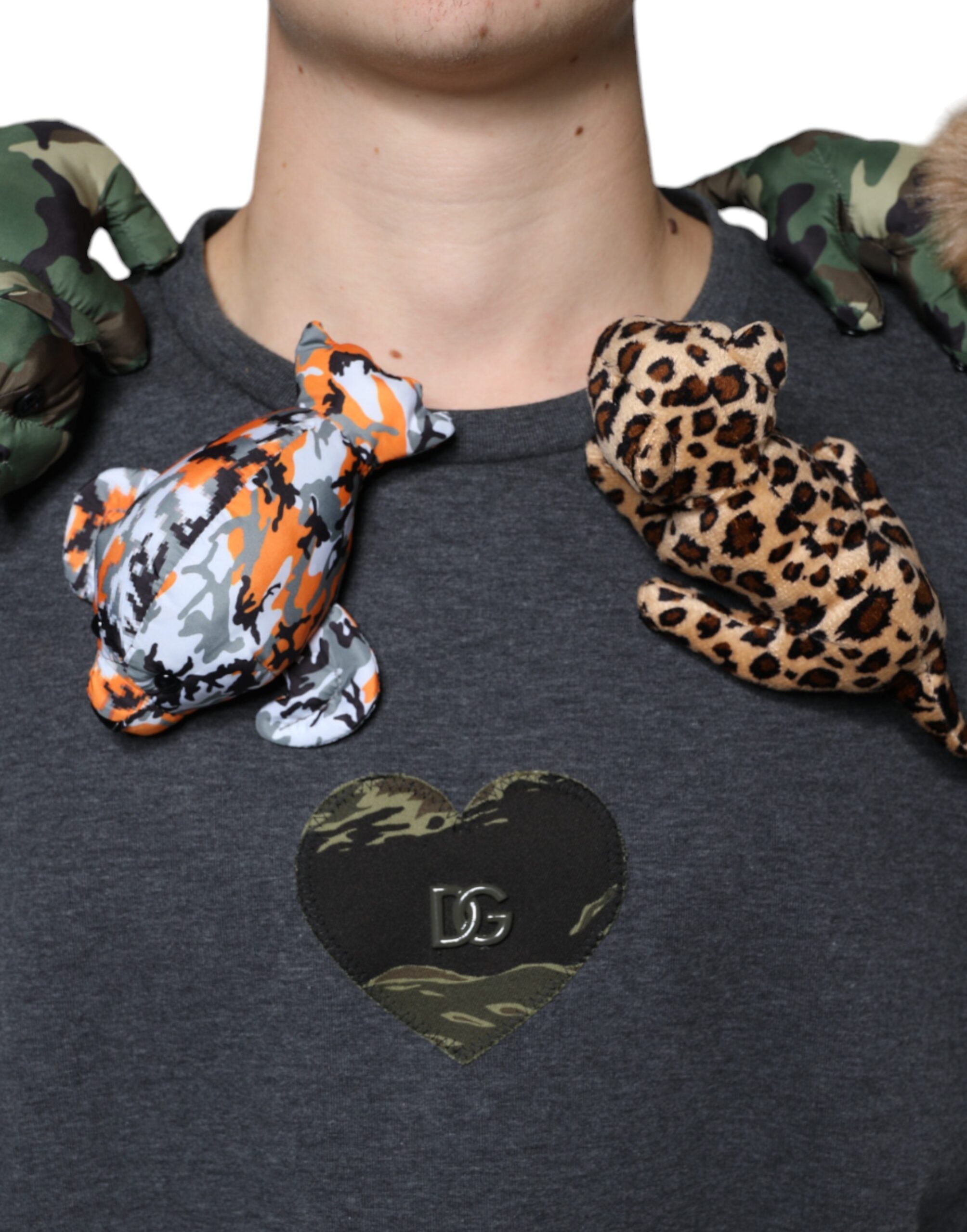 Dolce & Gabbana Gray Camouflage Animal Stuff Cotton T-shirt -   -  Dolce & Gabbana.