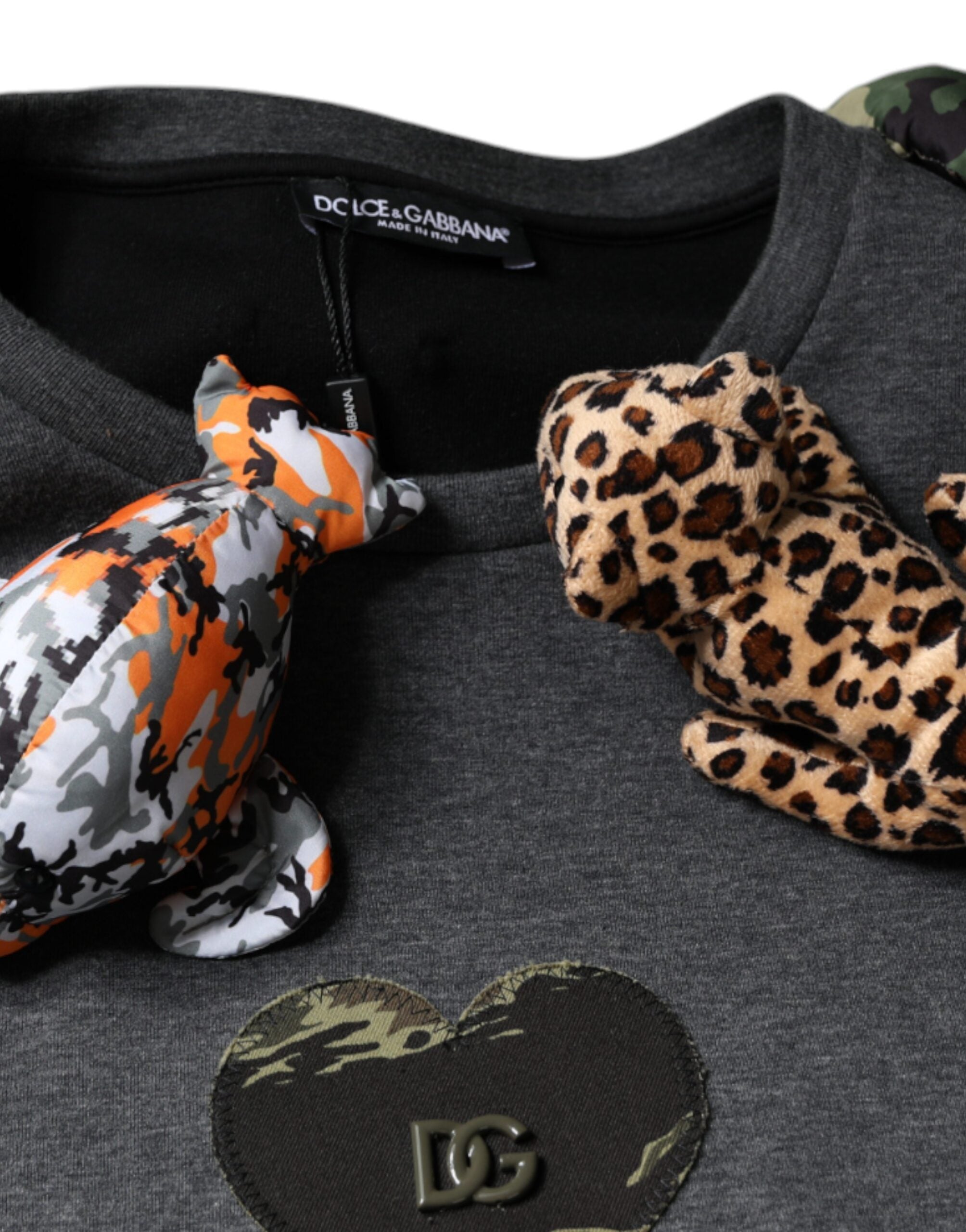 Dolce & Gabbana Gray Camouflage Animal Stuff Cotton T-shirt -   -  Dolce & Gabbana.