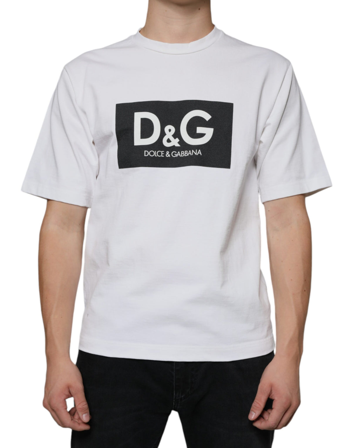 Dolce & Gabbana White Cotton DG Logo Print Casual T-shirt -   -  Dolce & Gabbana.