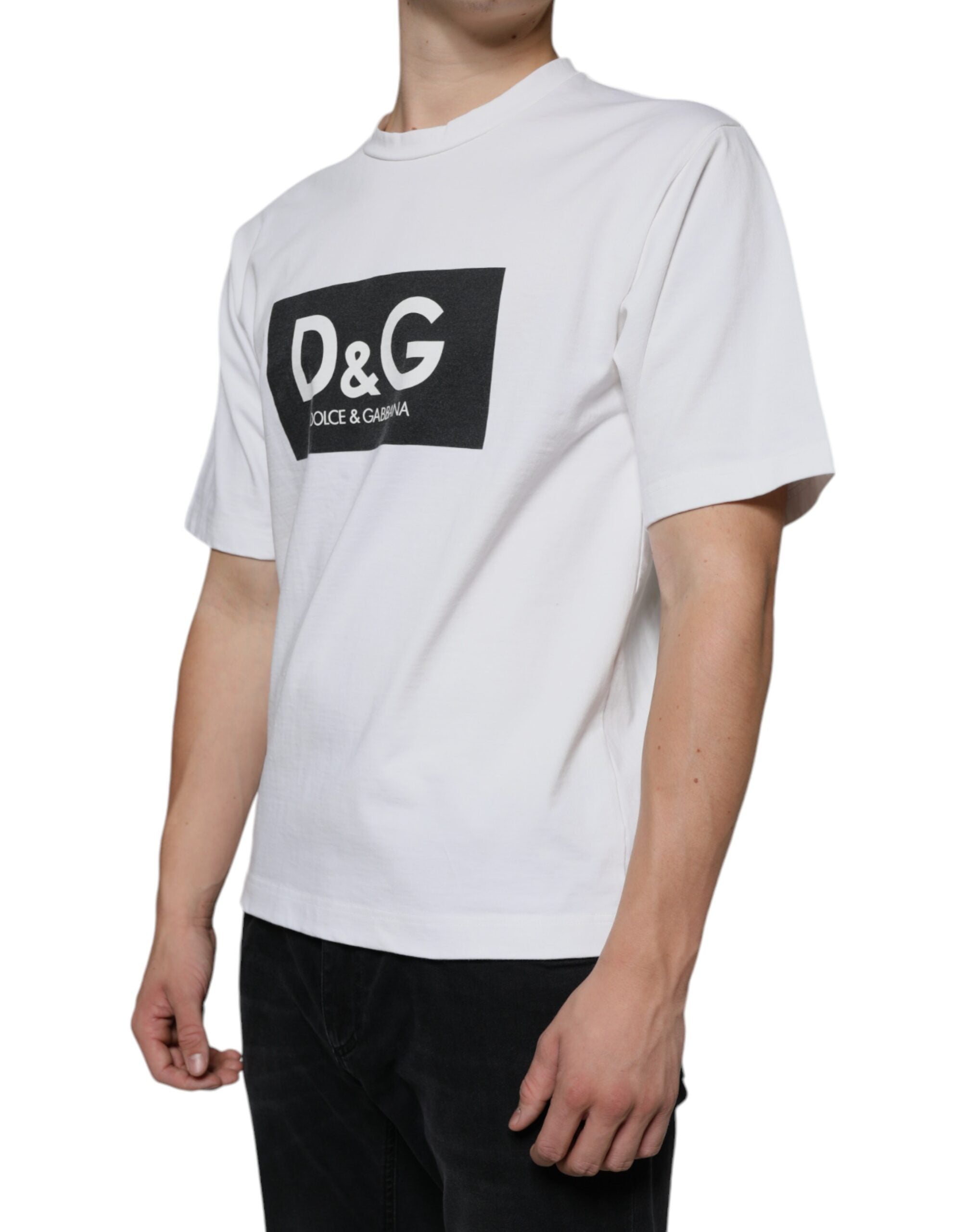 Dolce & Gabbana White Cotton DG Logo Print Casual T-shirt -   -  Dolce & Gabbana.